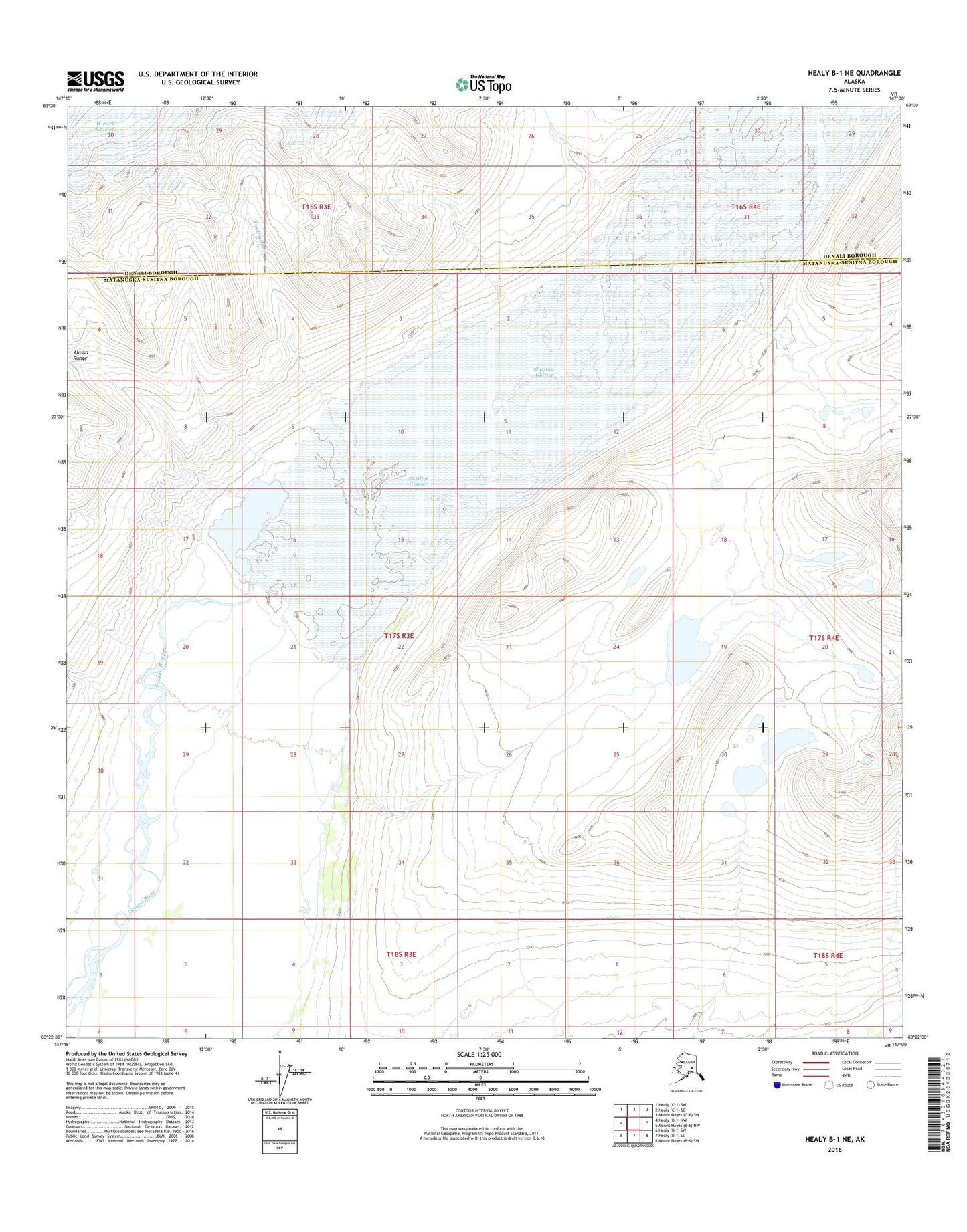 Healy B-1 NE Alaska US Topo Map Image