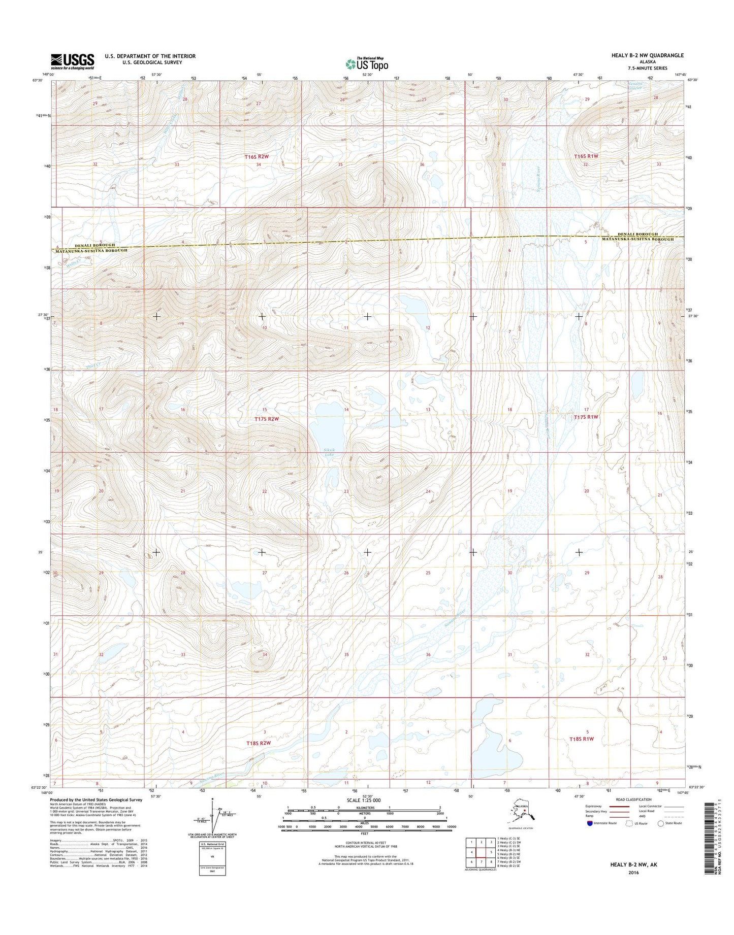 Healy B-2 NW Alaska US Topo Map Image