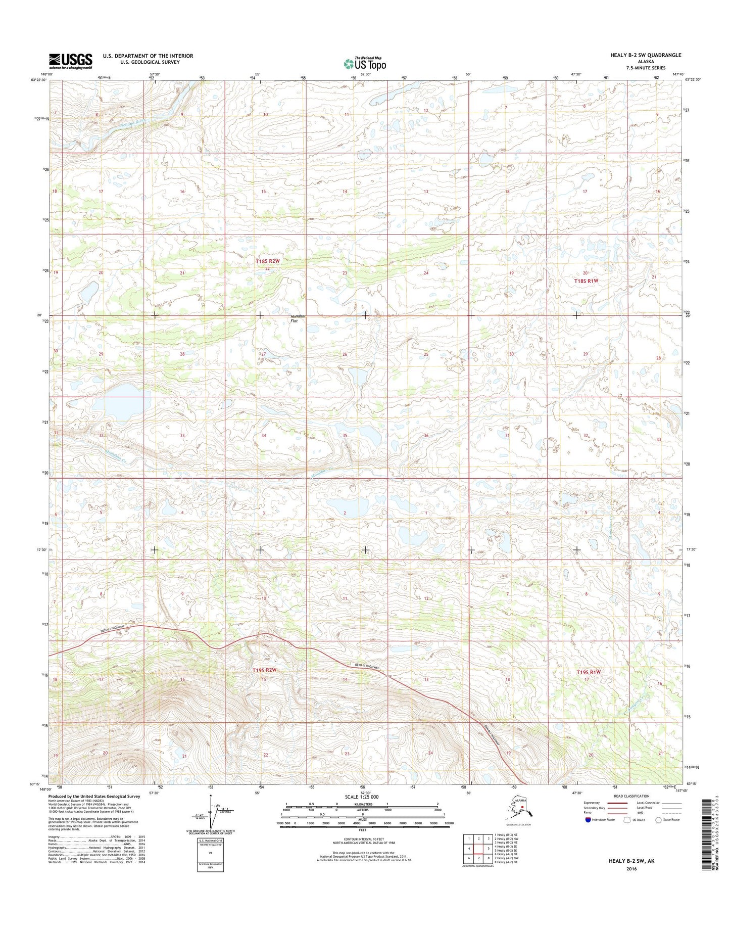 Healy B-2 SW Alaska US Topo Map Image