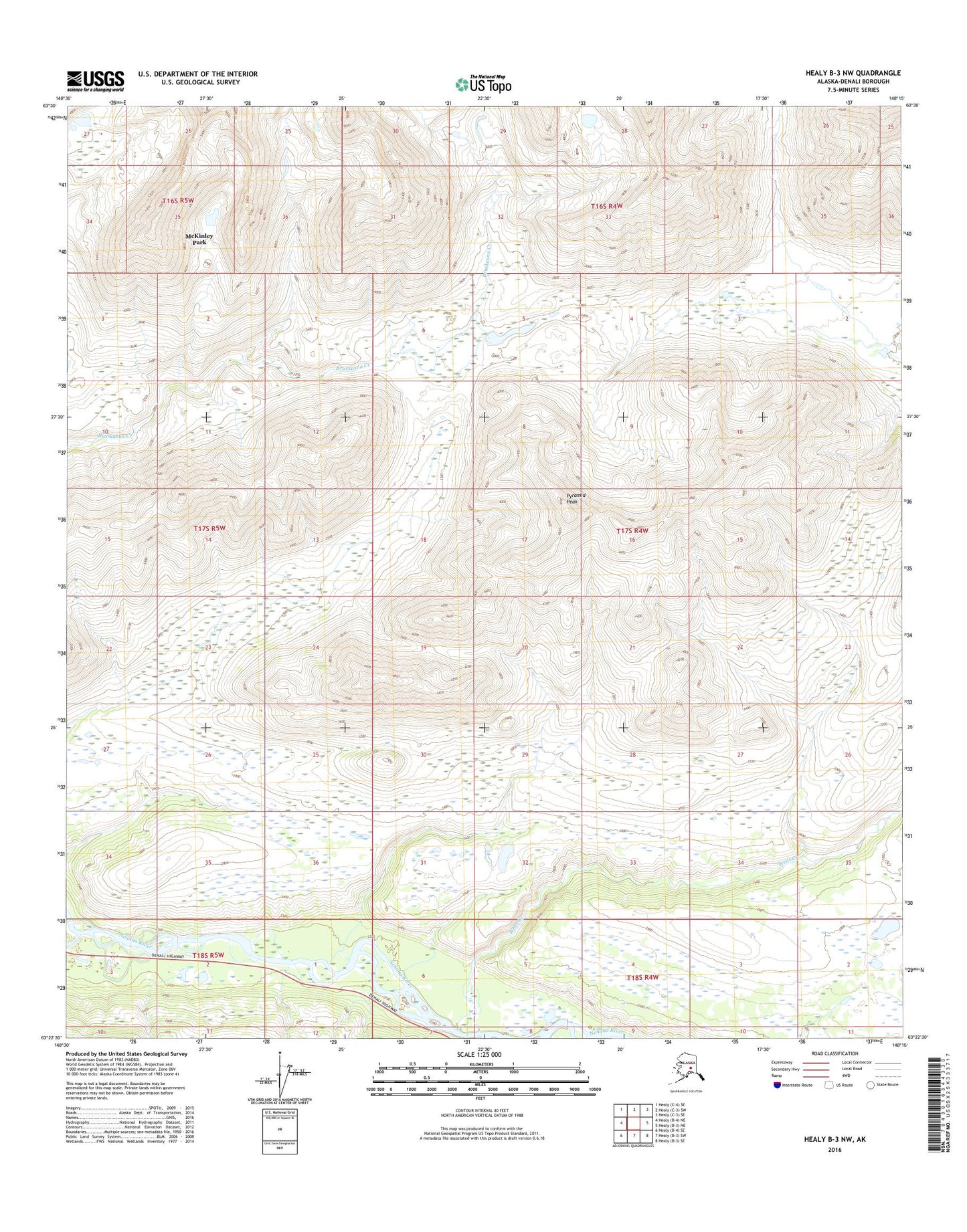 Healy B-3 NW Alaska US Topo Map Image