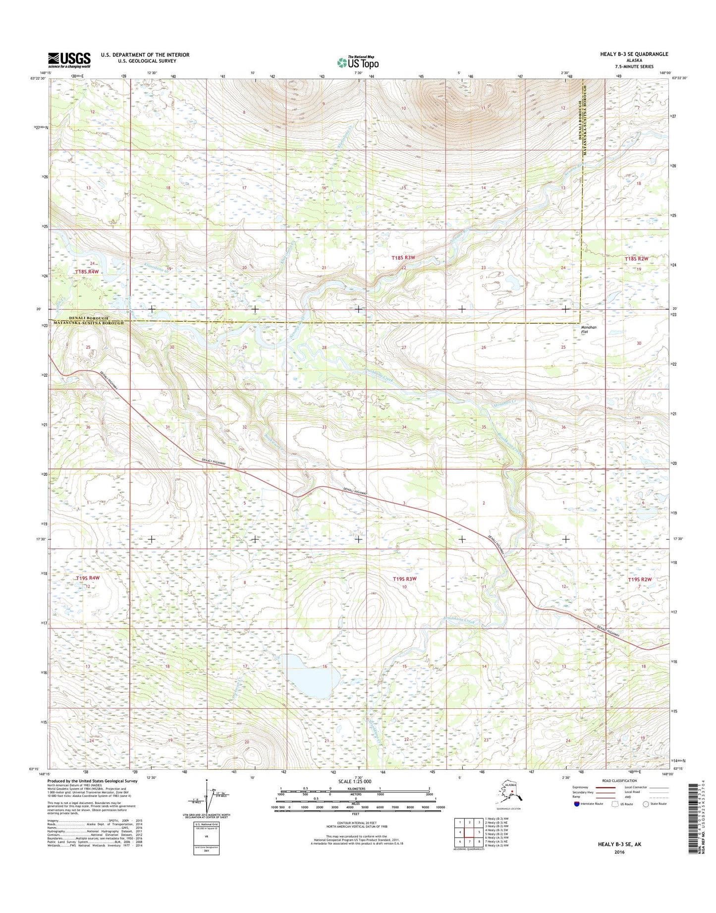 Healy B-3 SE Alaska US Topo Map Image