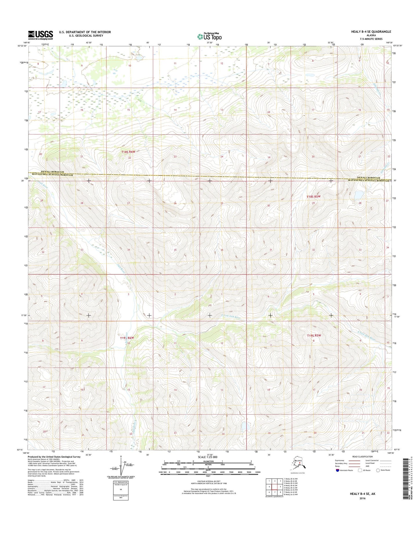 Healy B-4 SE Alaska US Topo Map Image