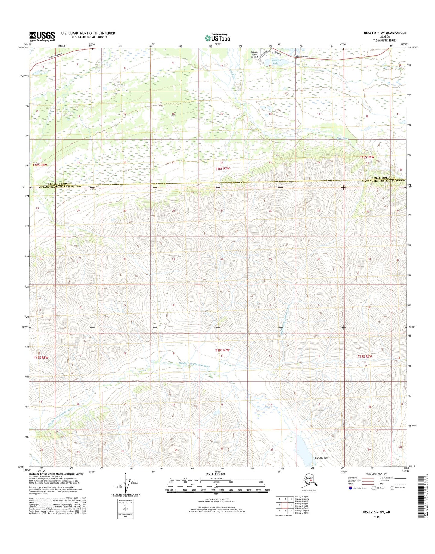 Healy B-4 SW Alaska US Topo Map Image