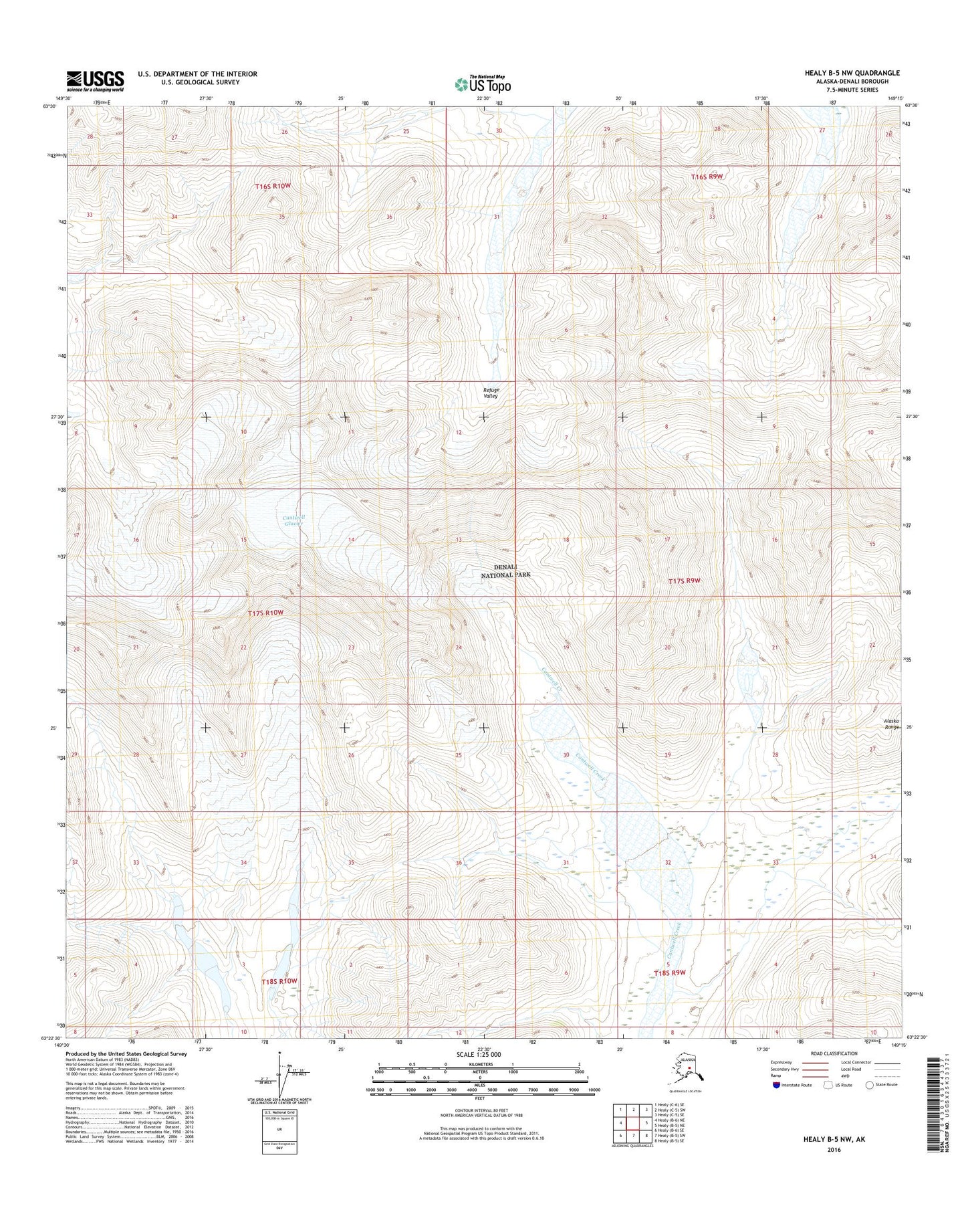 Healy B-5 NW Alaska US Topo Map Image