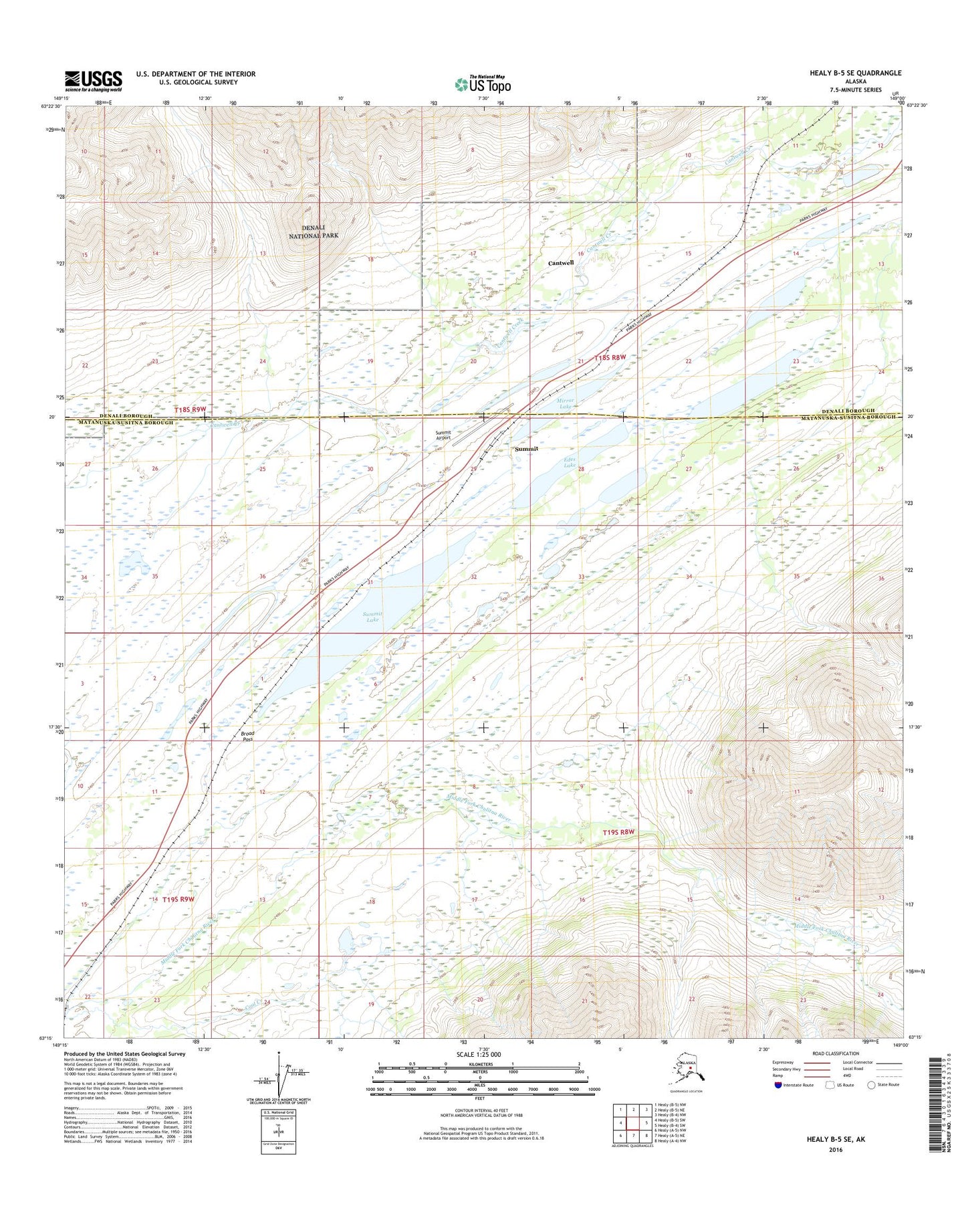 Healy B-5 SE Alaska US Topo Map Image