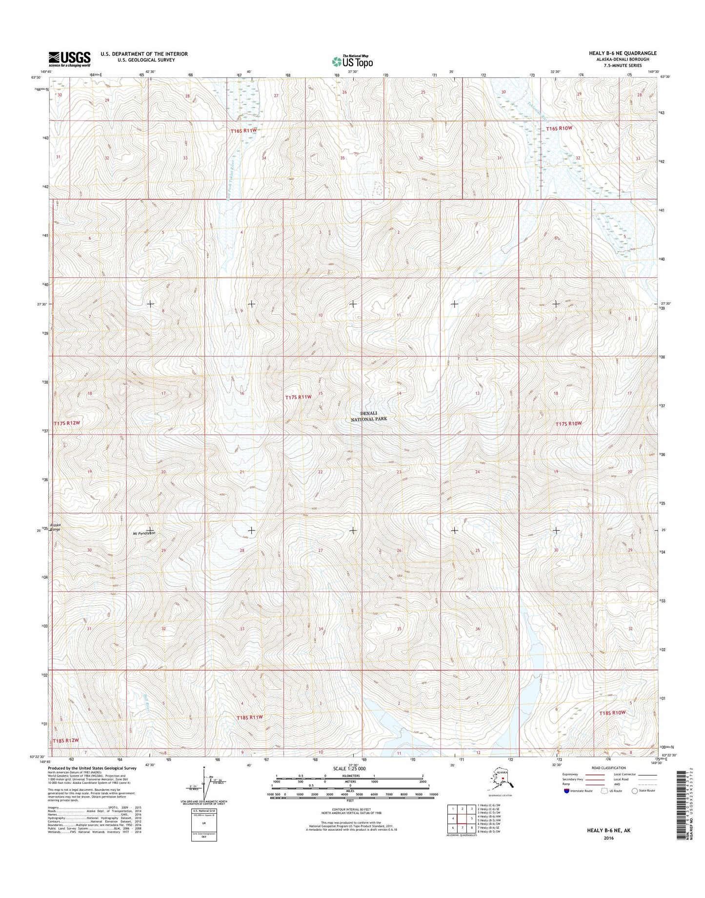 Healy B-6 NE Alaska US Topo Map Image