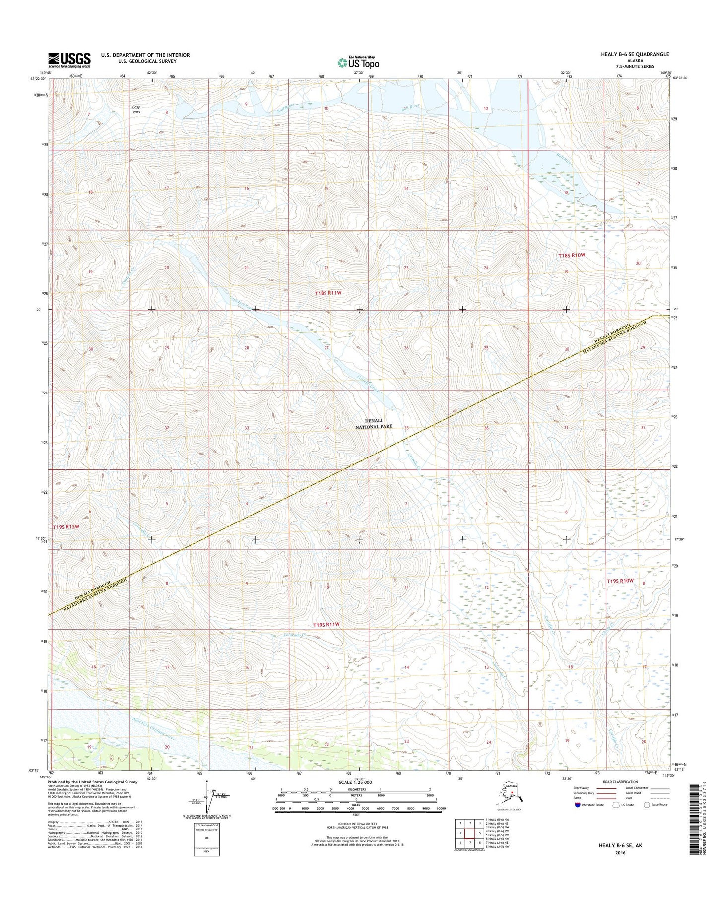Healy B-6 SE Alaska US Topo Map Image