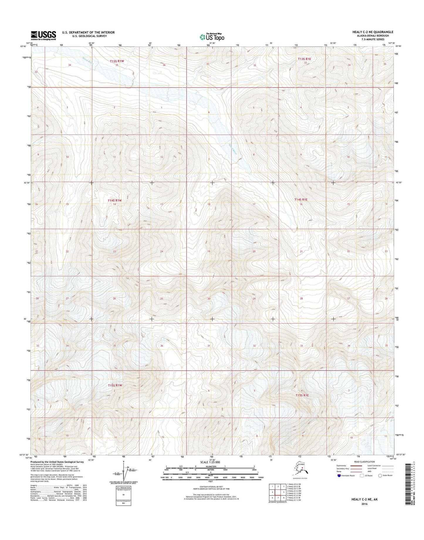 Healy C-2 NE Alaska US Topo Map Image