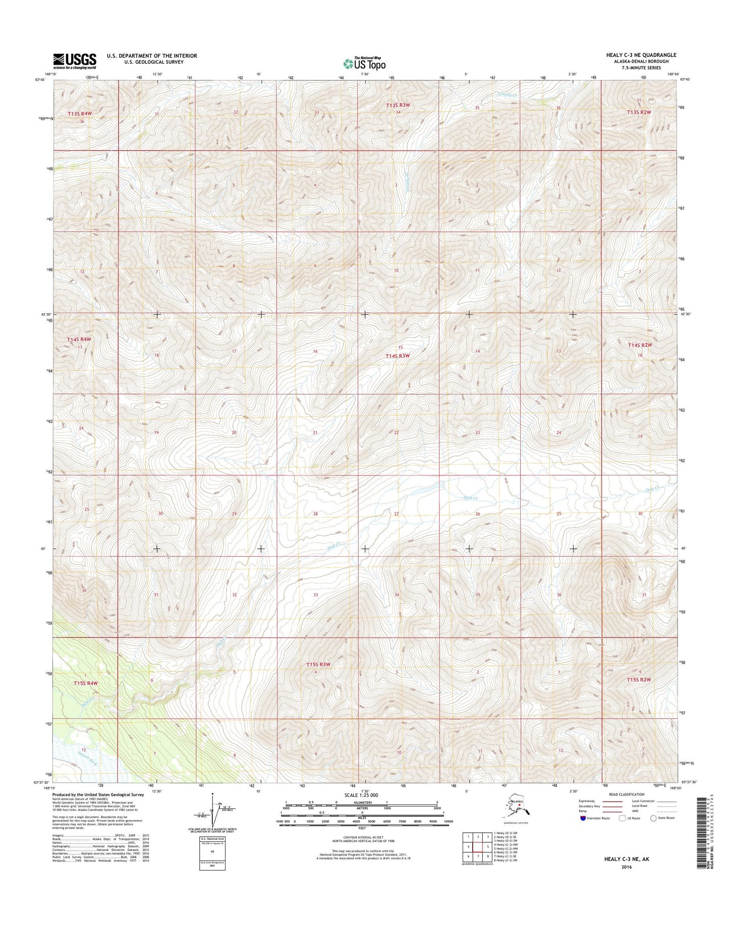 Healy C-3 NE Alaska US Topo Map Image