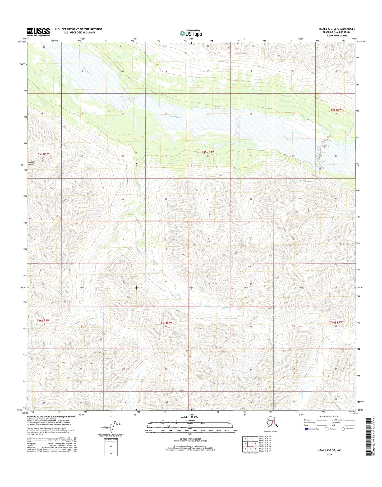 Healy C-3 SE Alaska US Topo Map Image