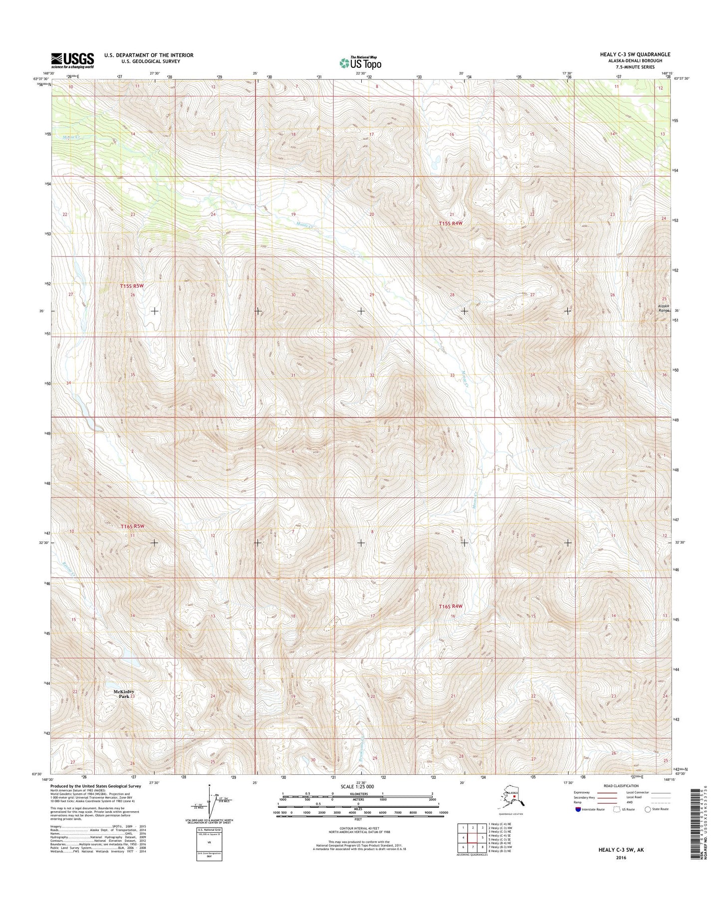 Healy C-3 SW Alaska US Topo Map Image