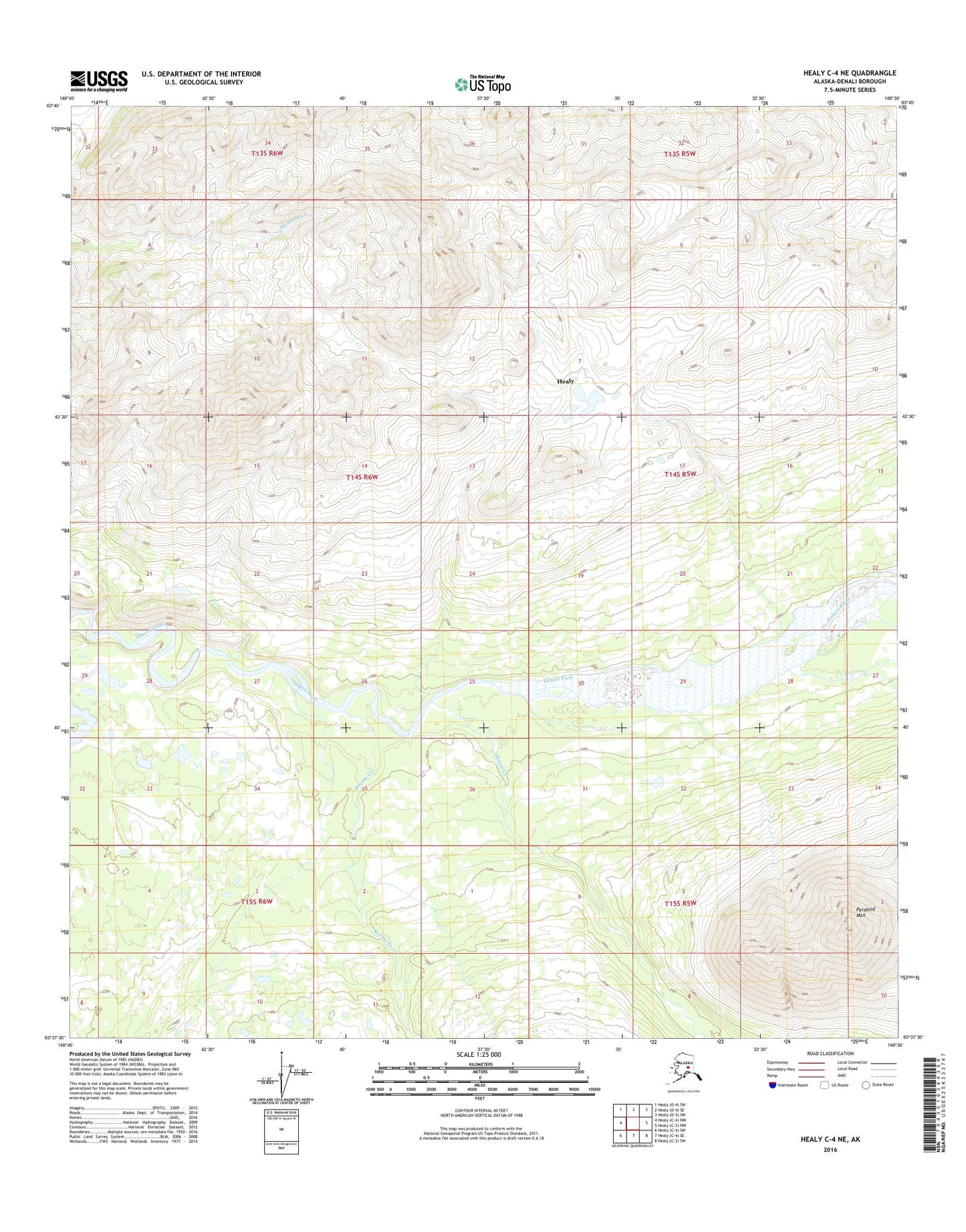 Healy C-4 NE Alaska US Topo Map Image