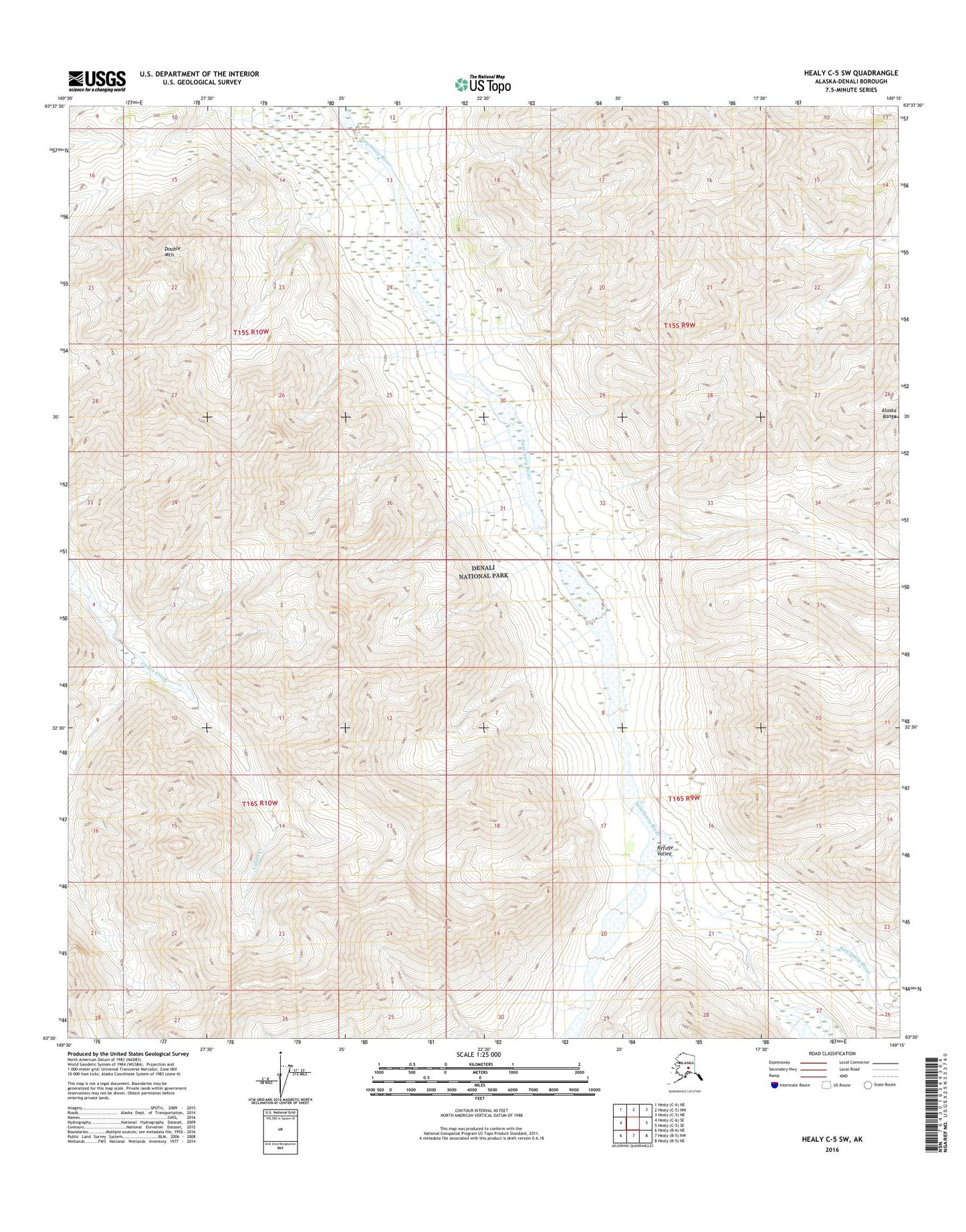 Healy C-5 SW Alaska US Topo Map Image