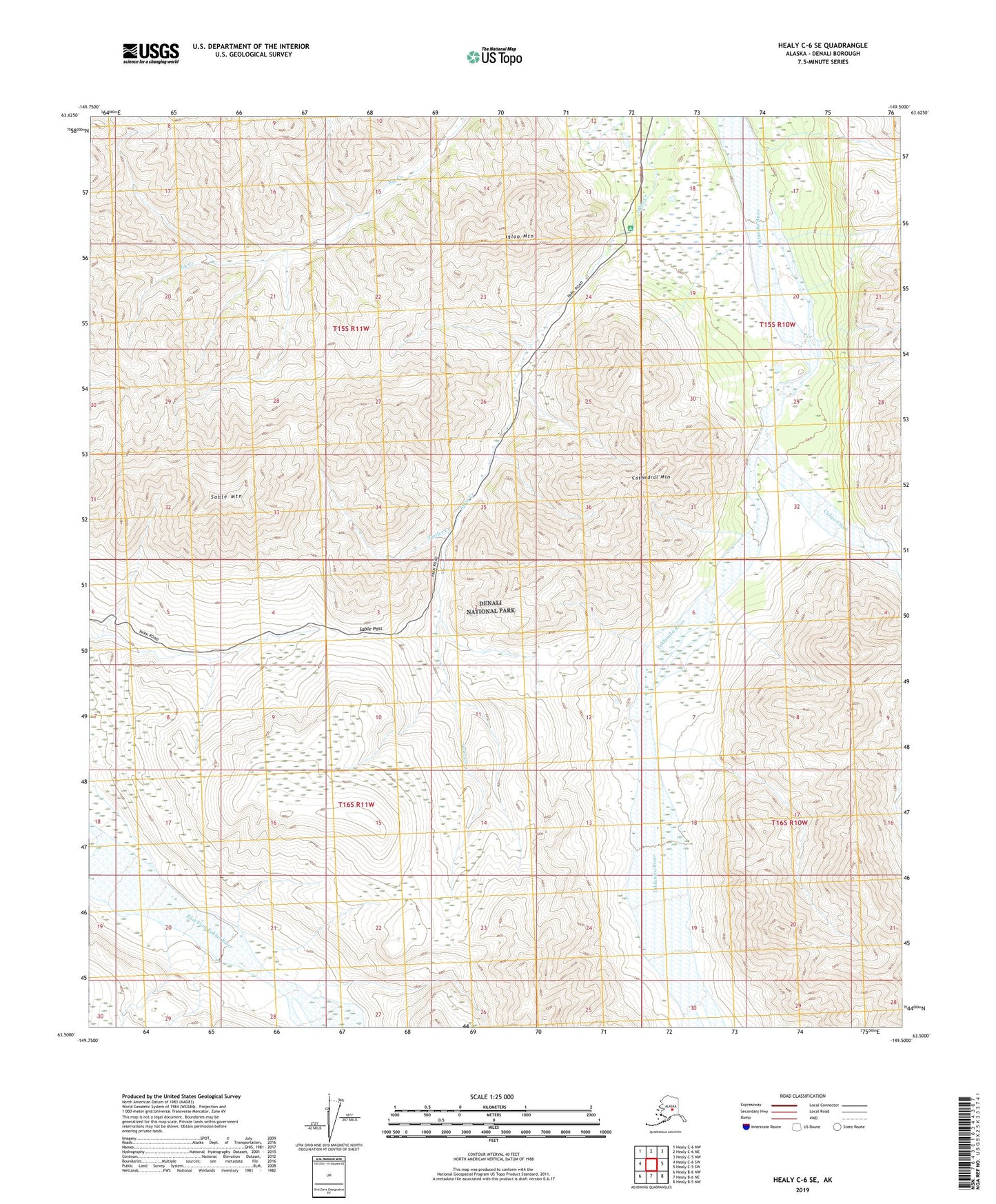 Healy C-6 SE Alaska US Topo Map Image