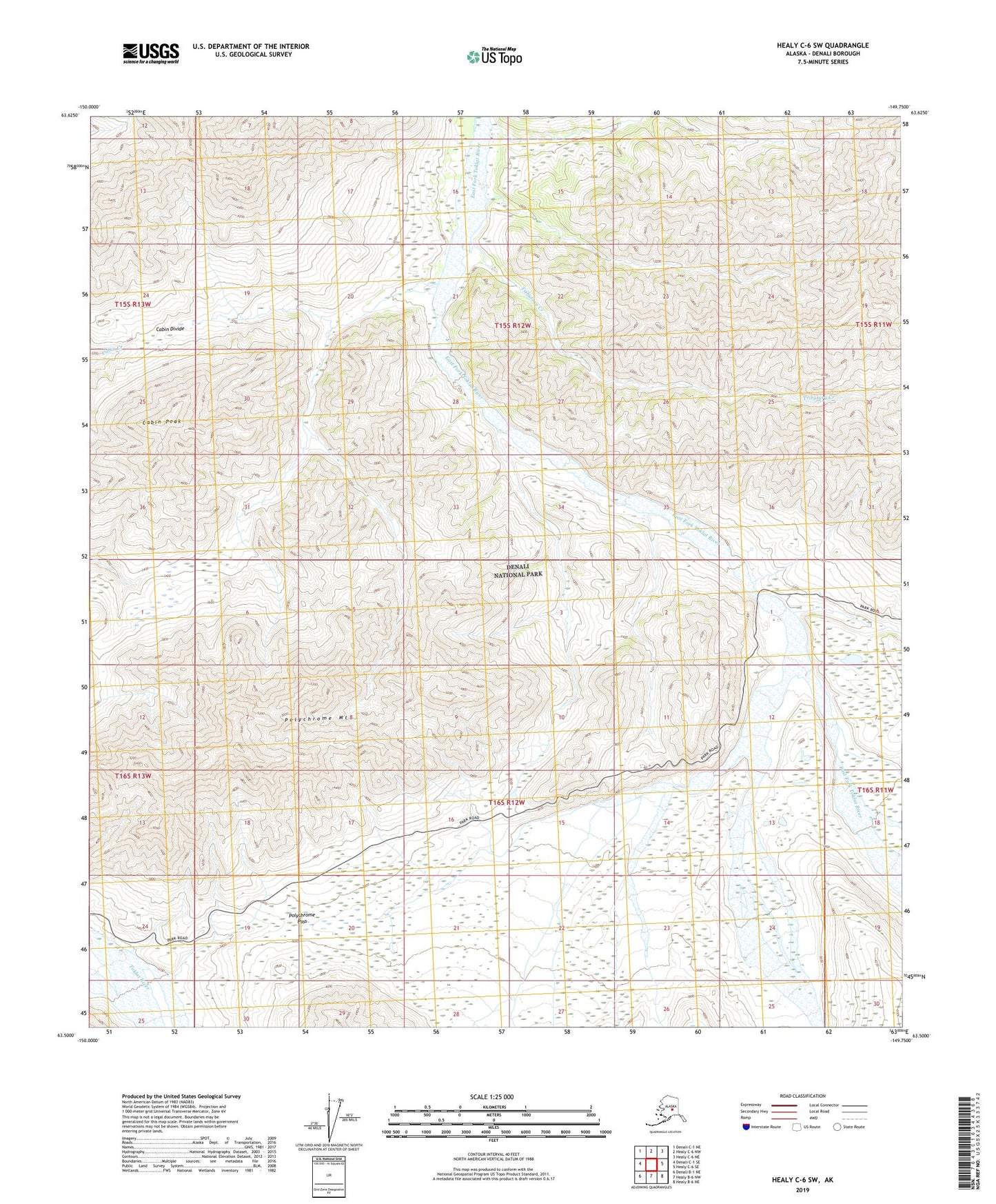 Healy C-6 SW Alaska US Topo Map Image