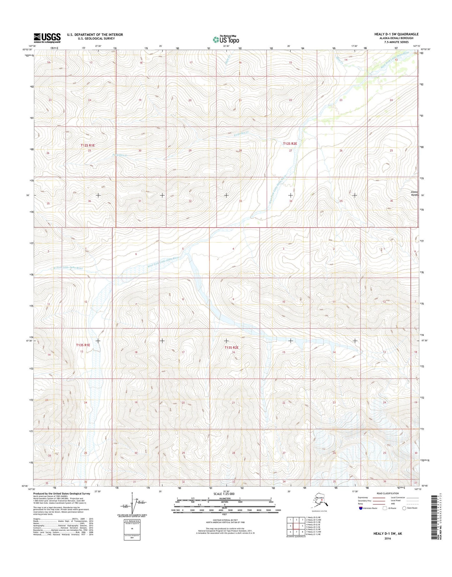 Healy D-1 SW Alaska US Topo Map Image