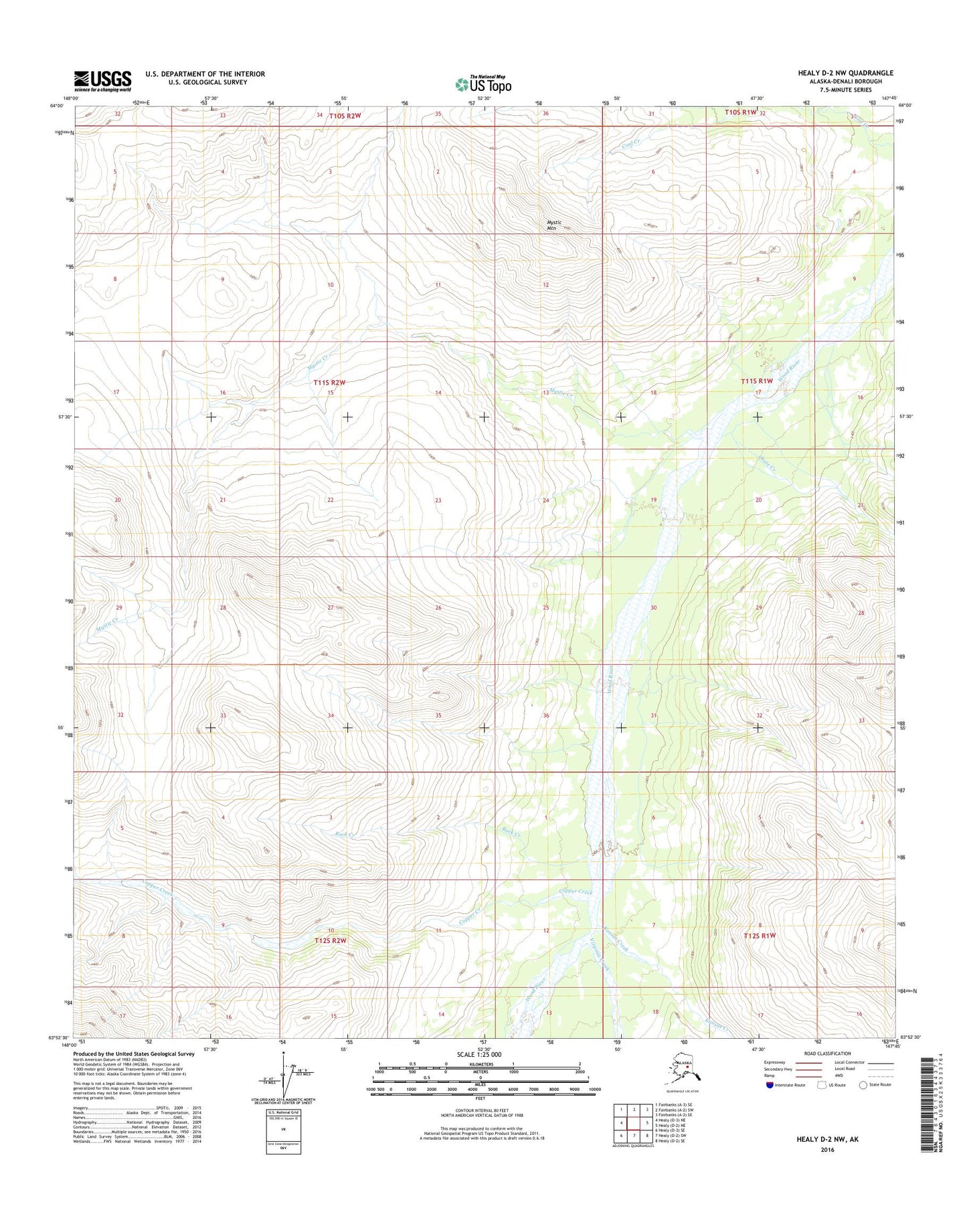 Healy D-2 NW Alaska US Topo Map Image