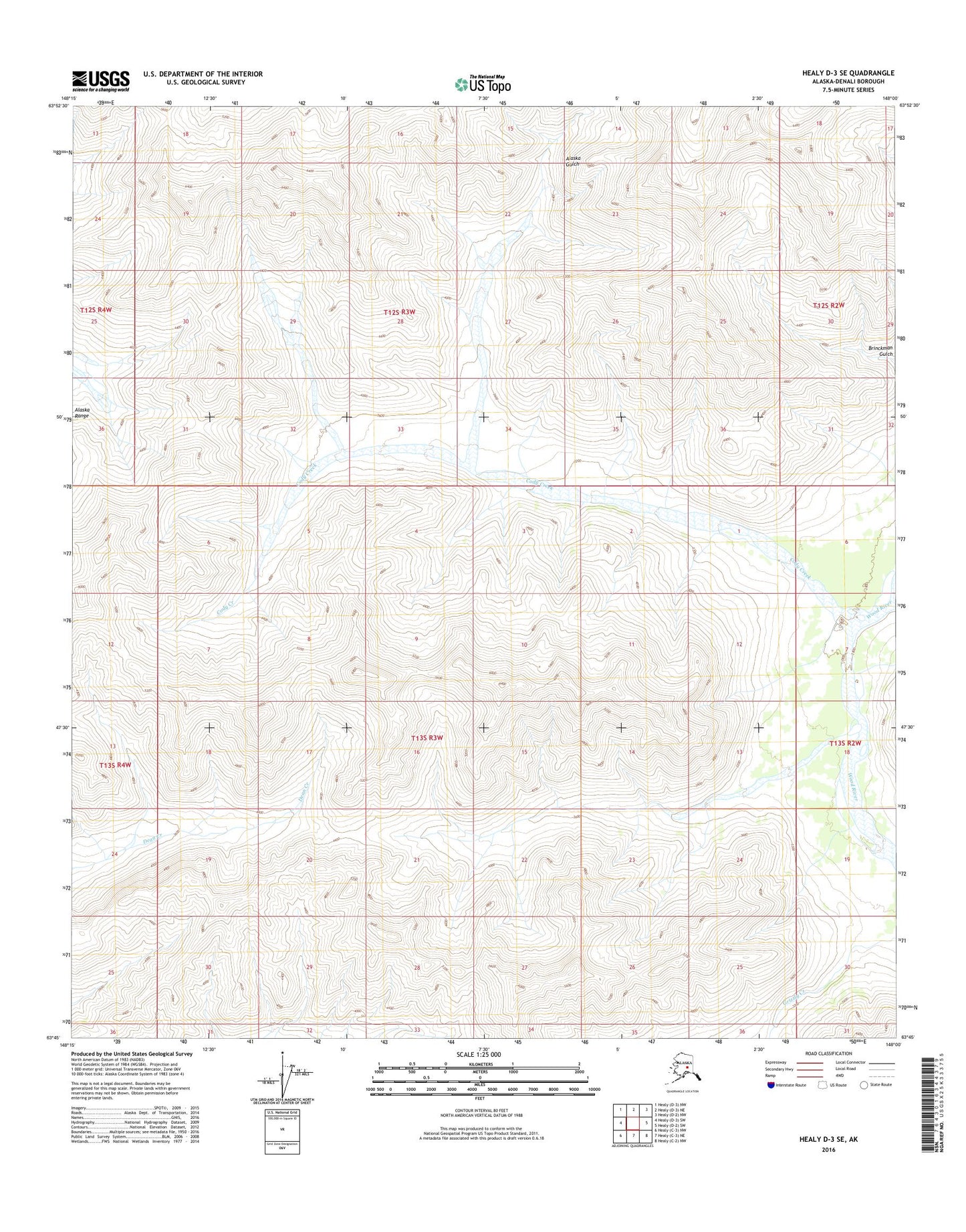 Healy D-3 SE Alaska US Topo Map Image
