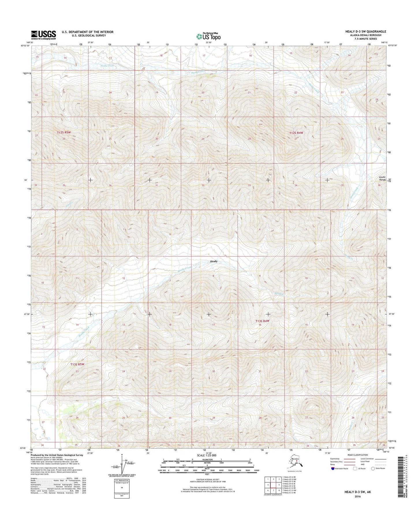 Healy D-3 SW Alaska US Topo Map Image