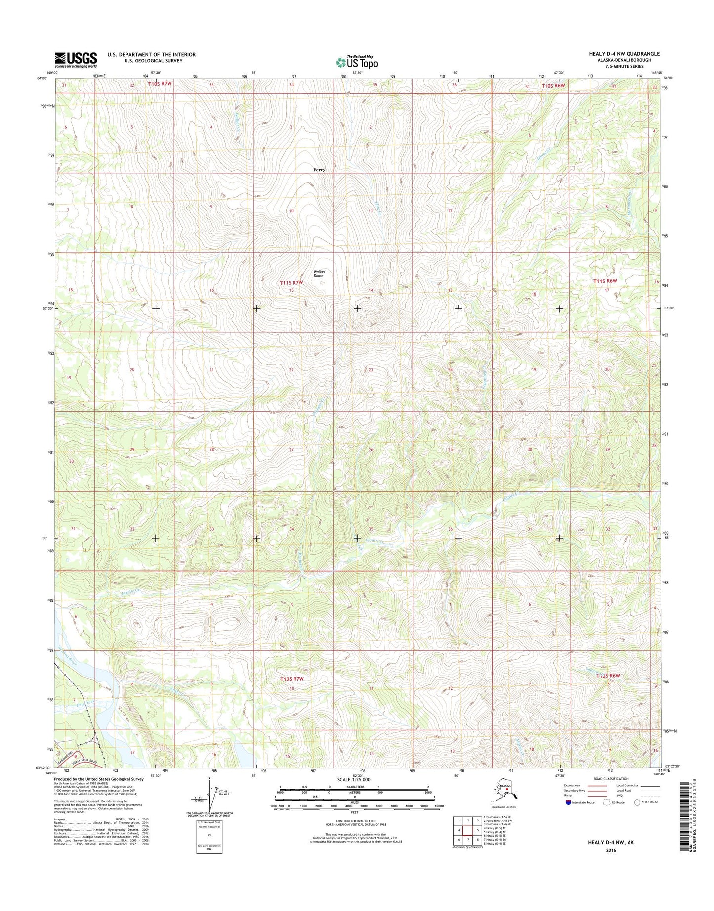 Healy D-4 NW Alaska US Topo Map Image