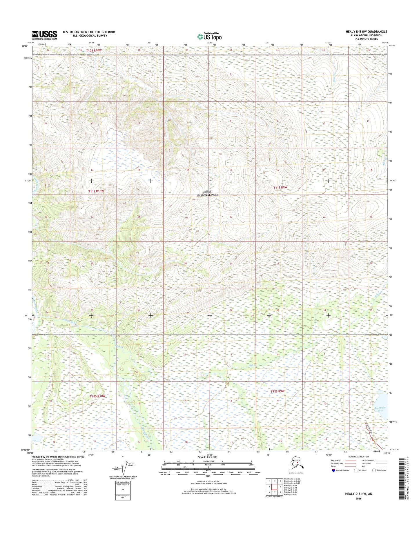 Healy D-5 NW Alaska US Topo Map Image