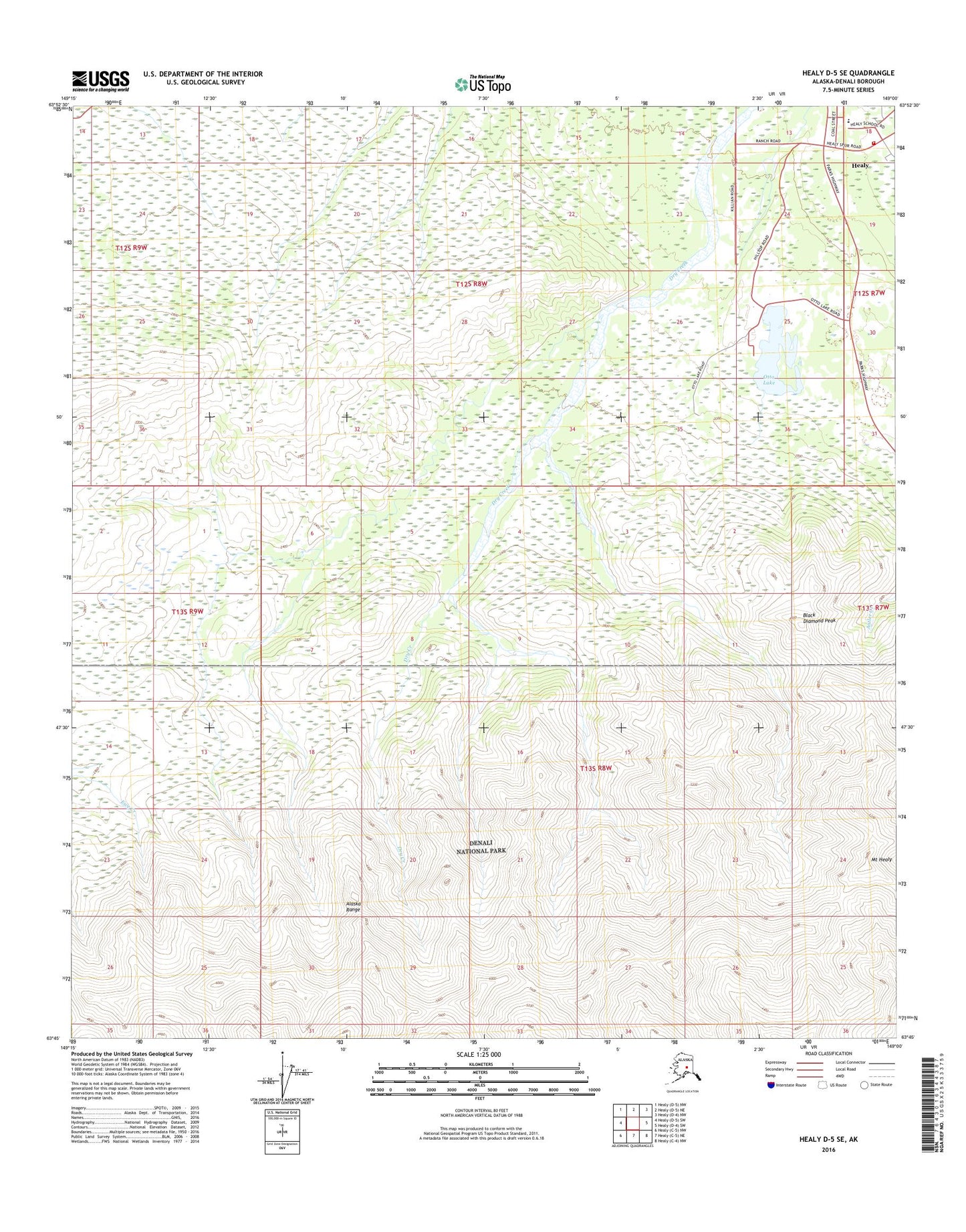 Healy D-5 SE Alaska US Topo Map Image