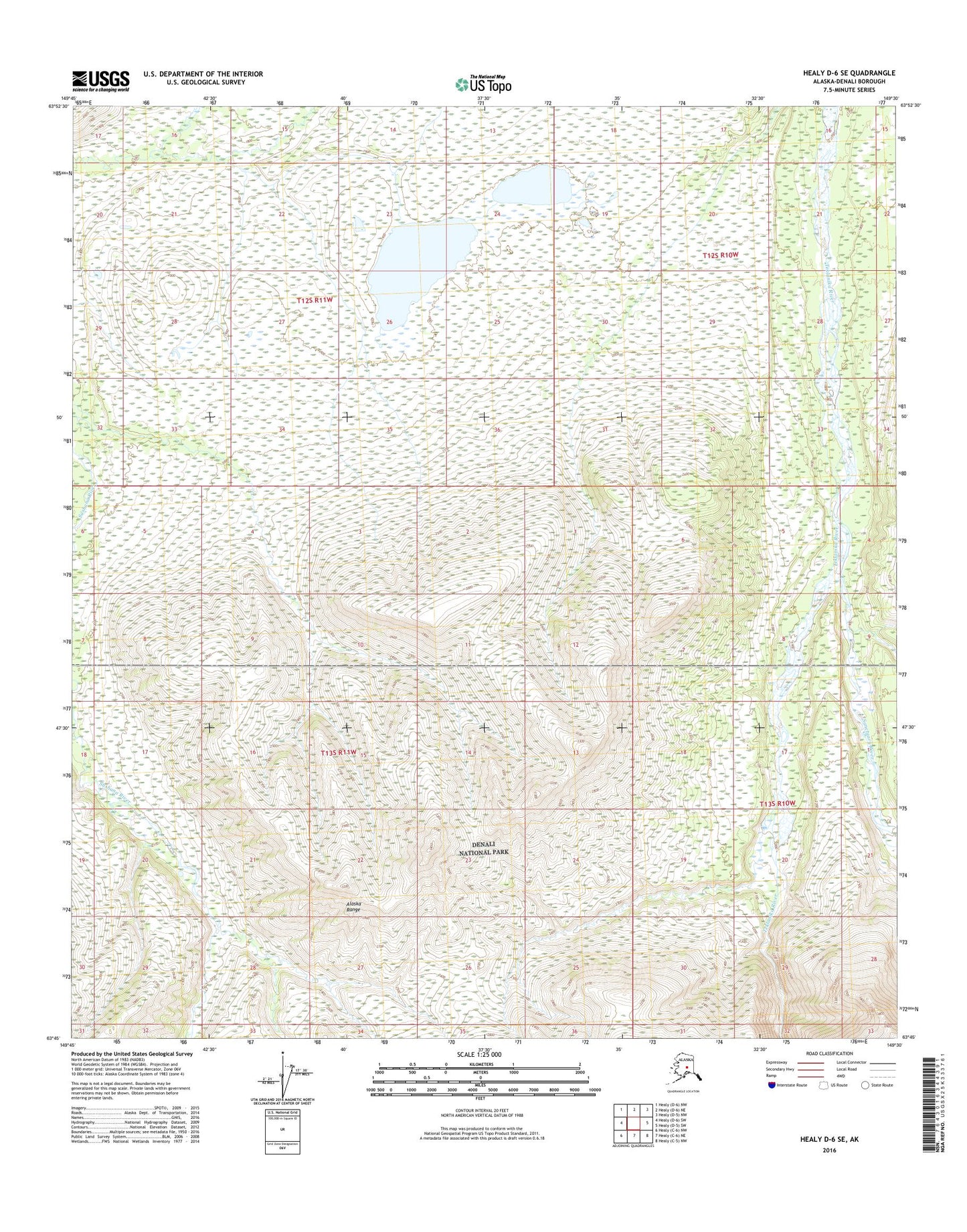Healy D-6 SE Alaska US Topo Map Image