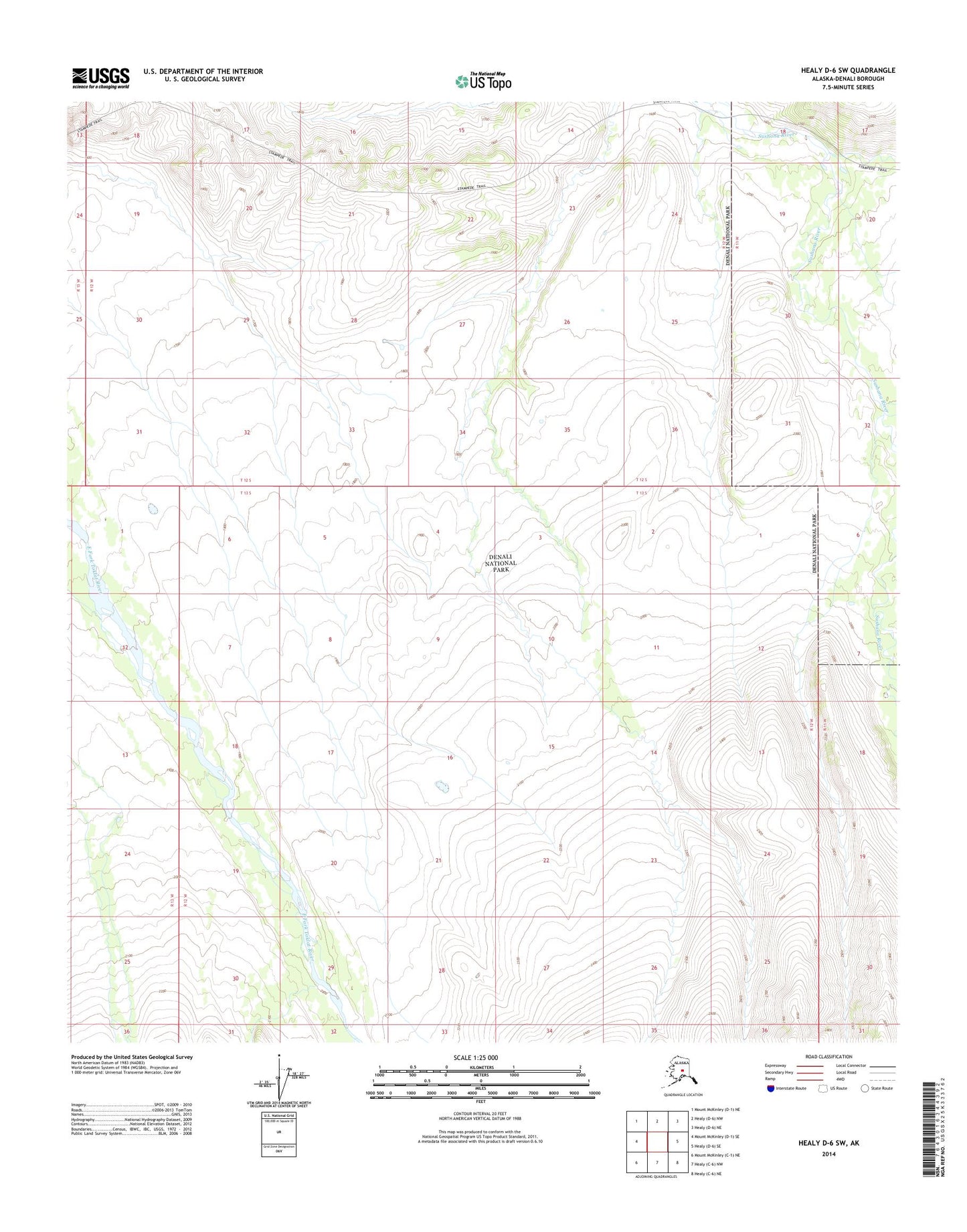 Healy D-6 SW Alaska US Topo Map Image