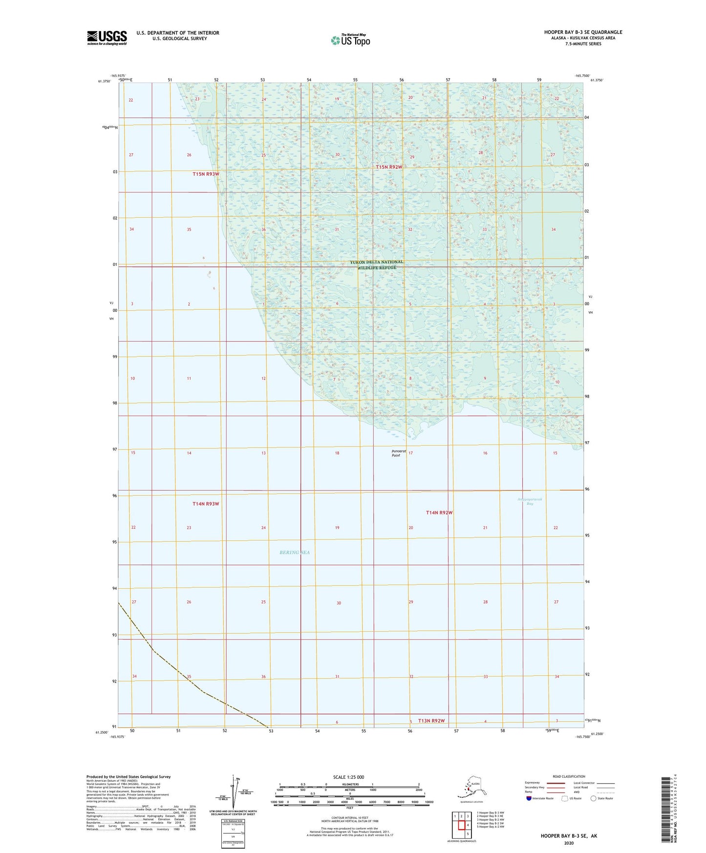 Hooper Bay B-3 SE Alaska US Topo Map Image