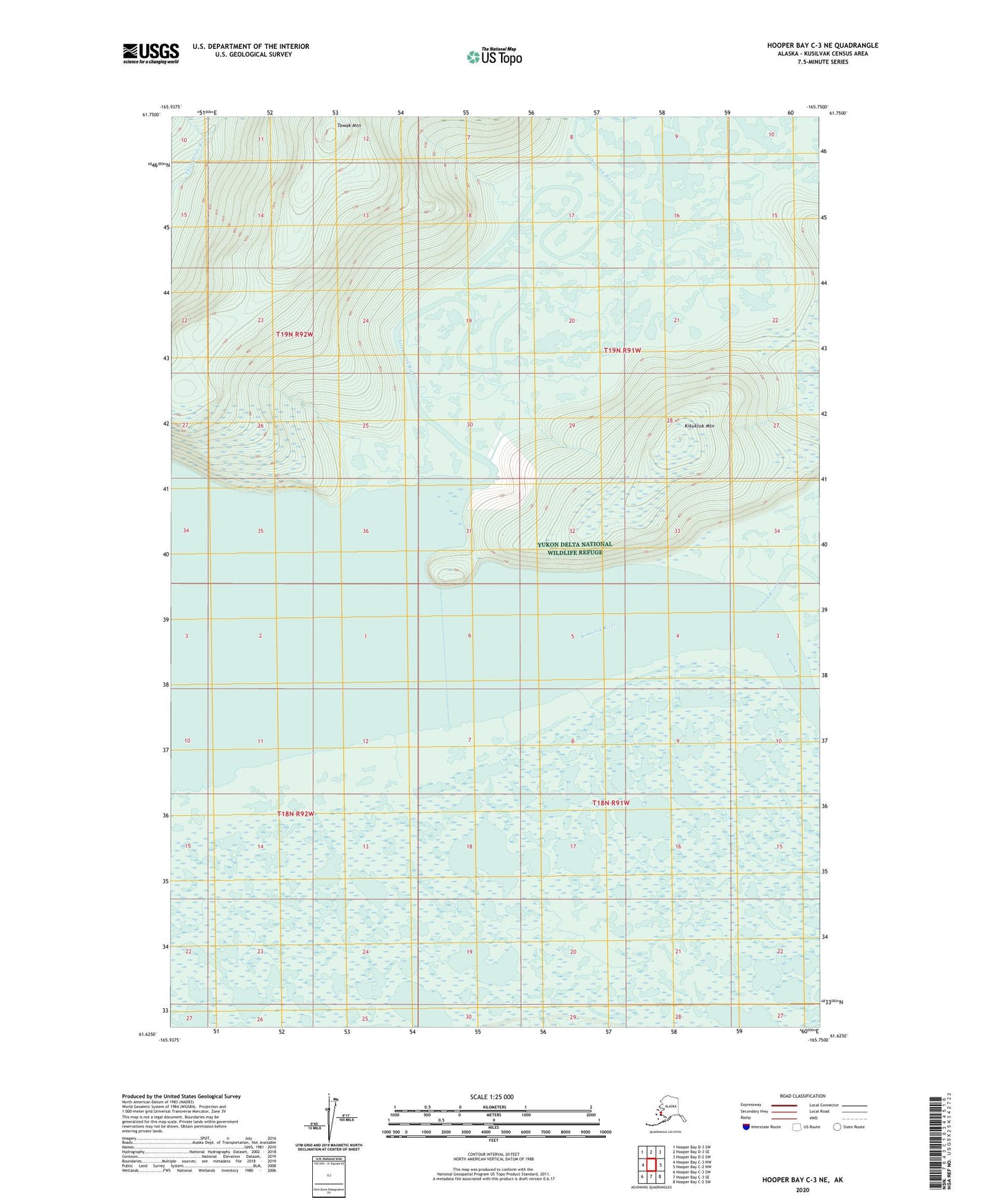 Hooper Bay C-3 NE Alaska US Topo Map Image