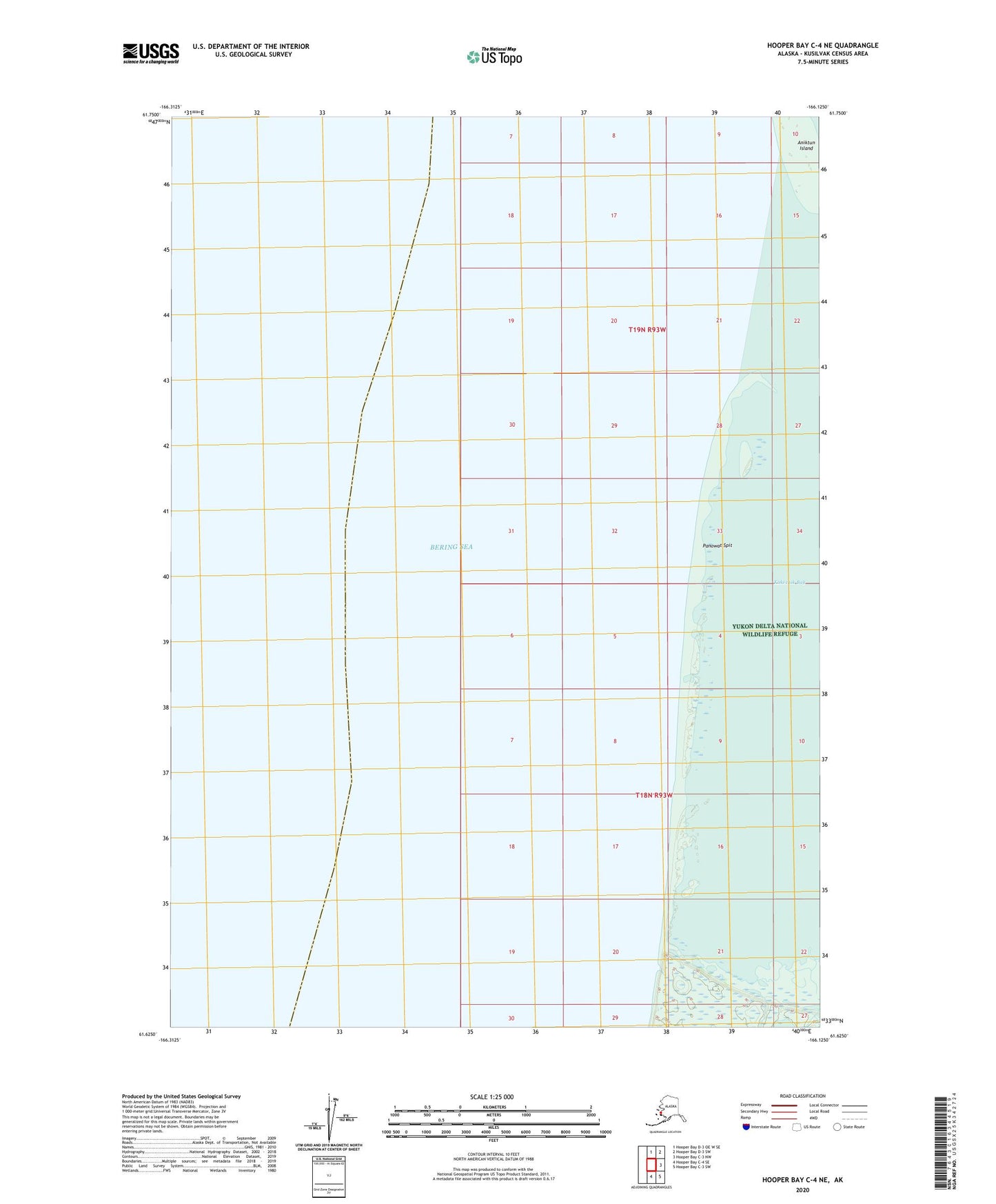 Hooper Bay C-4 NE Alaska US Topo Map Image