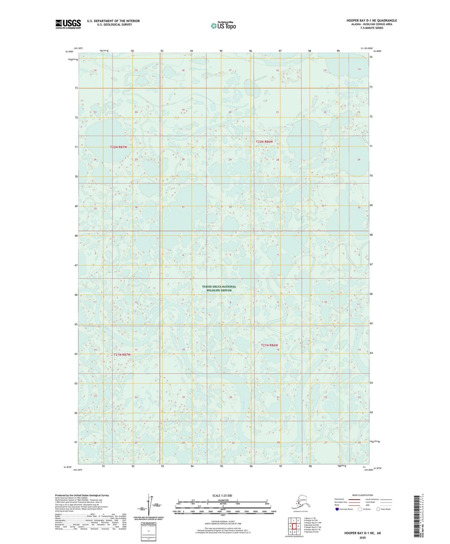 Hooper Bay D-1 NE Alaska US Topo Map Image