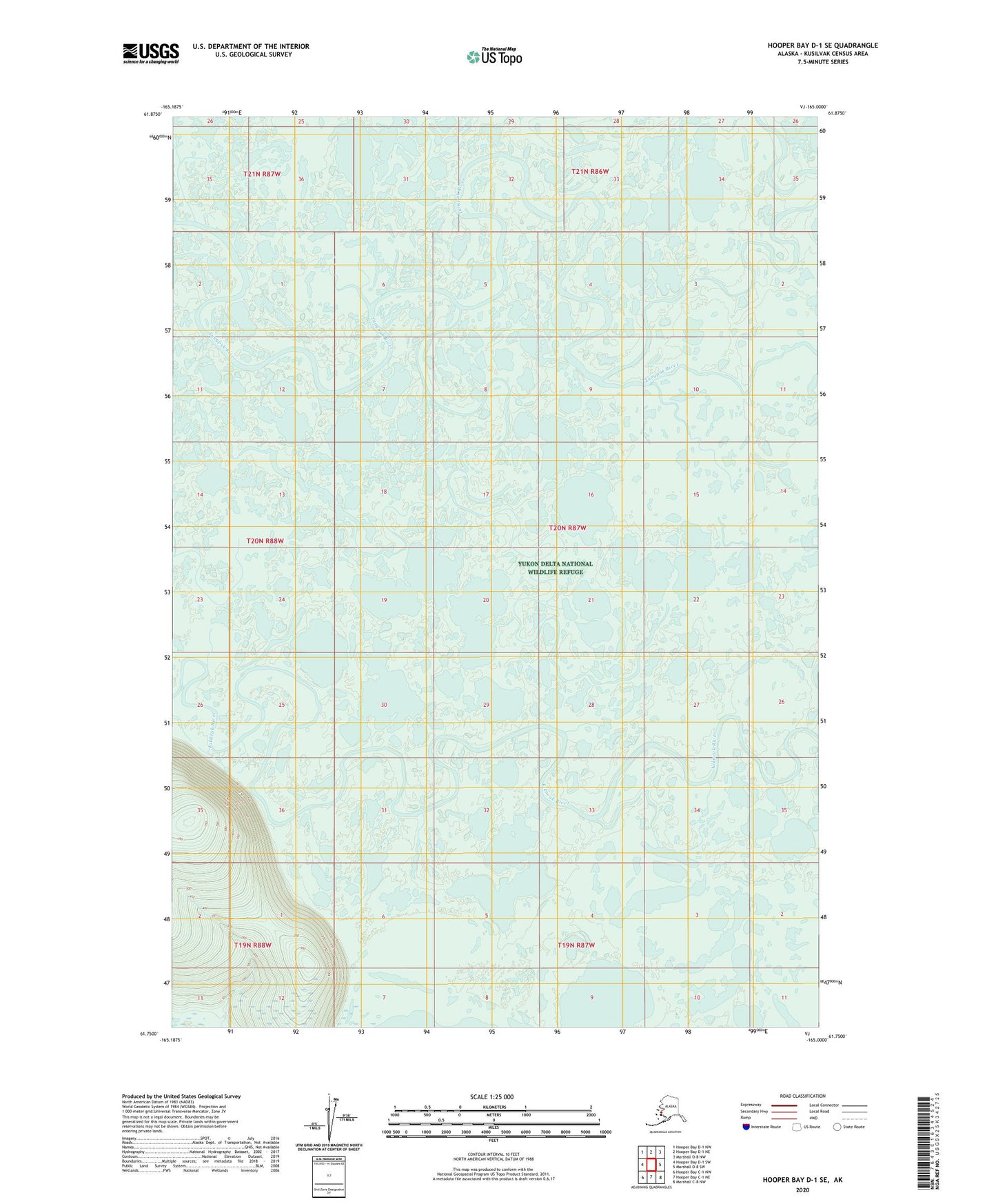 Hooper Bay D-1 SE Alaska US Topo Map Image