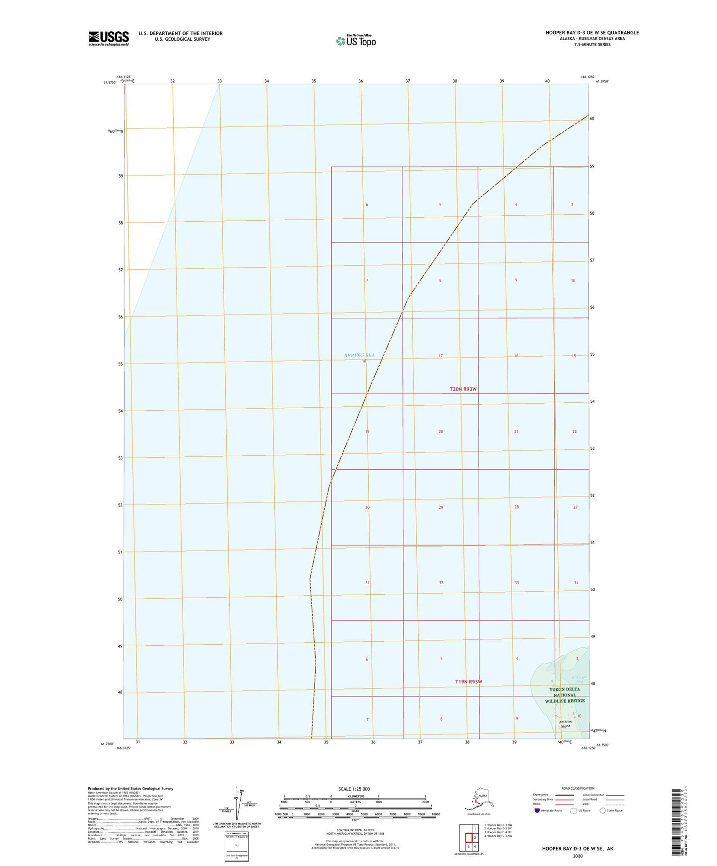 Hooper Bay D-3 OE W SE Alaska US Topo Map Image