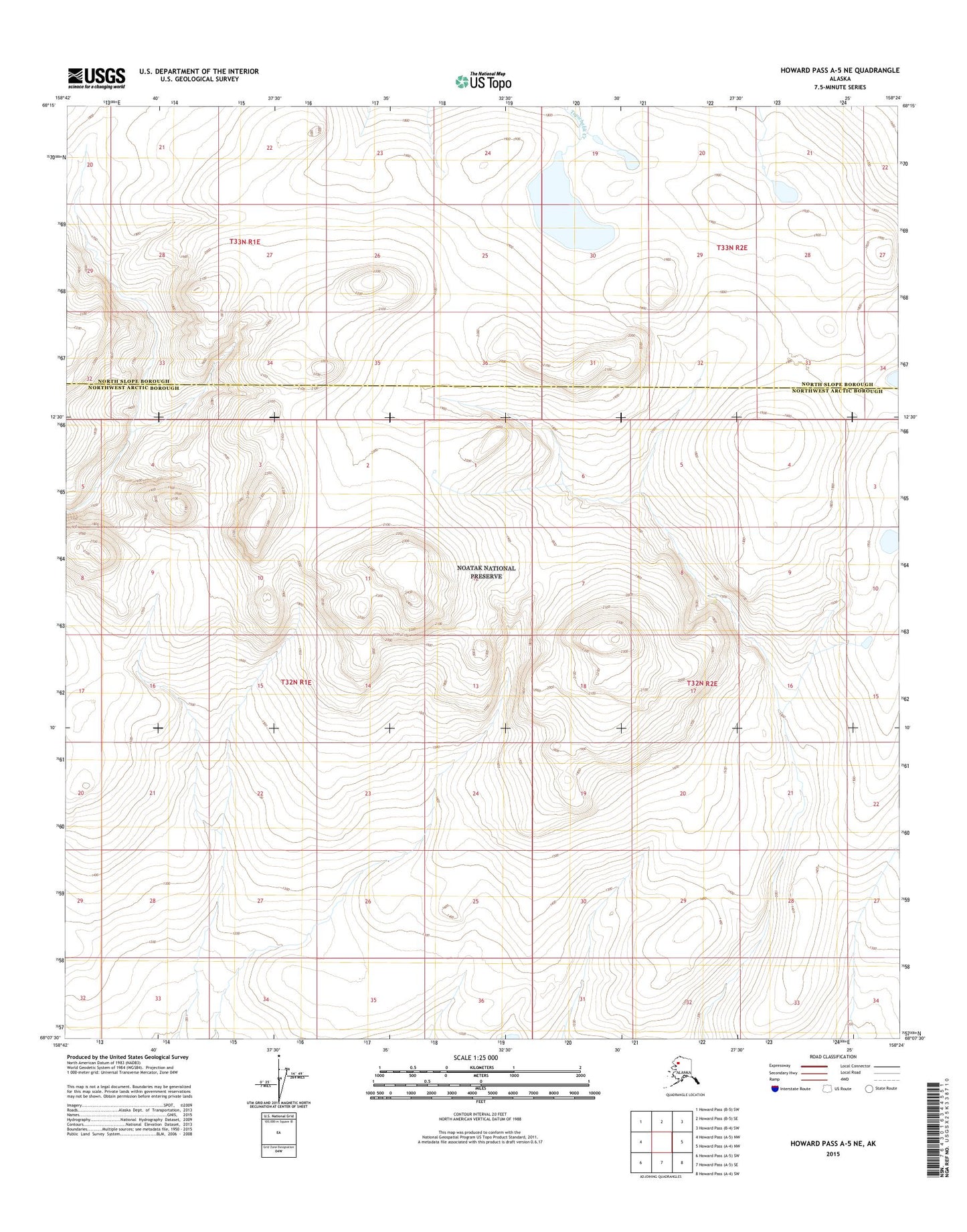 Howard Pass A-5 NE Alaska US Topo Map Image