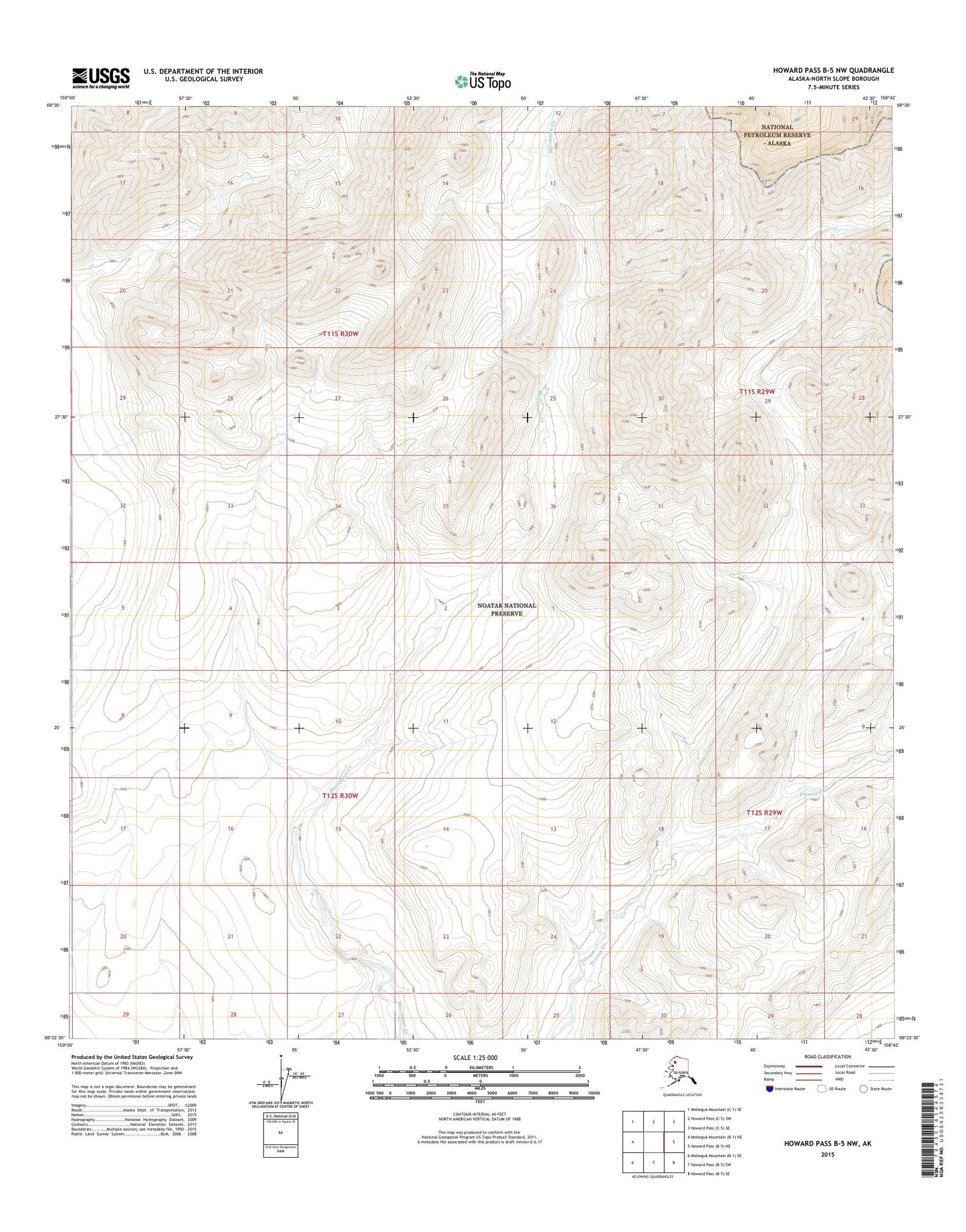 Howard Pass B-5 NW Alaska US Topo Map Image