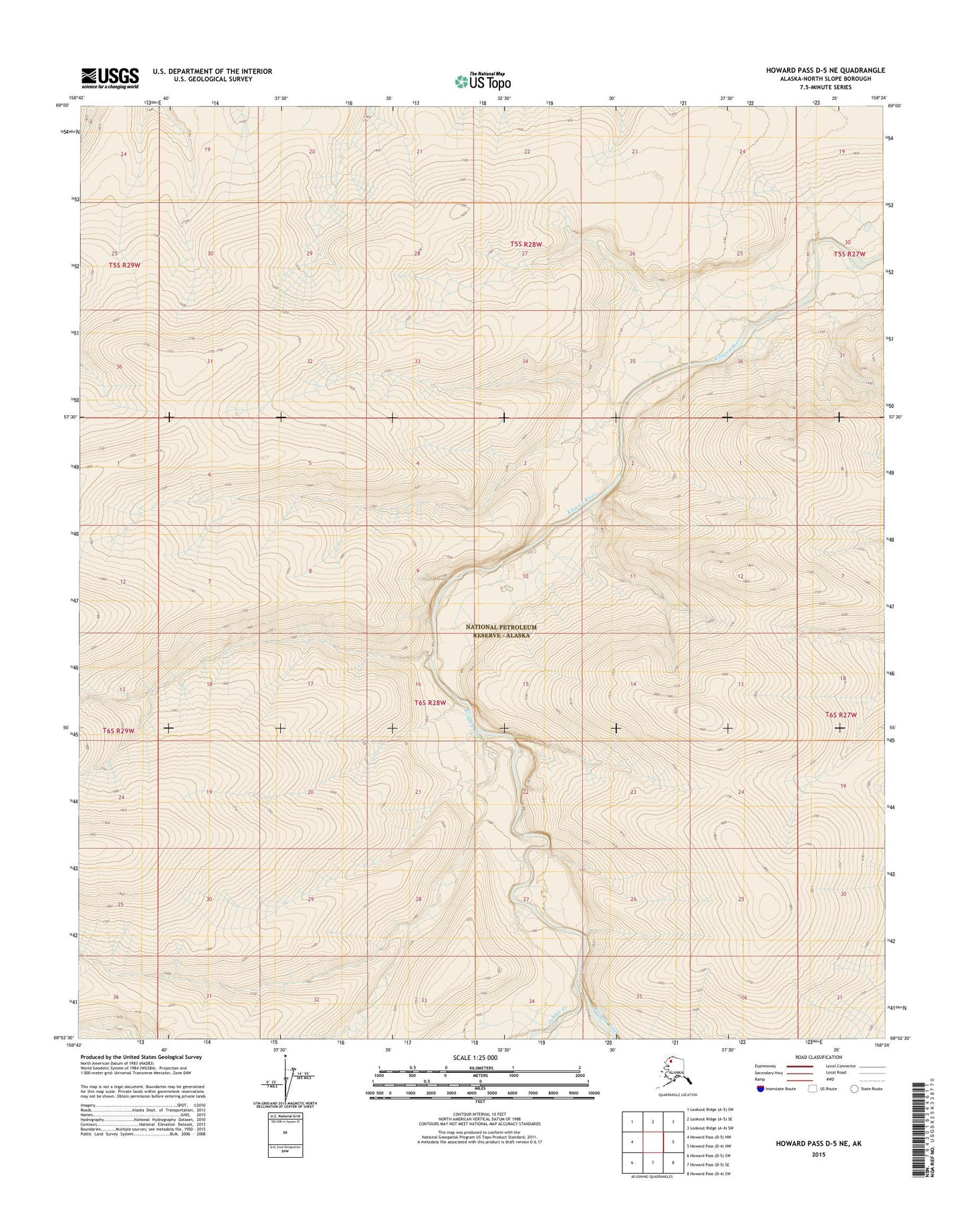 Howard Pass D-5 NE Alaska US Topo Map Image