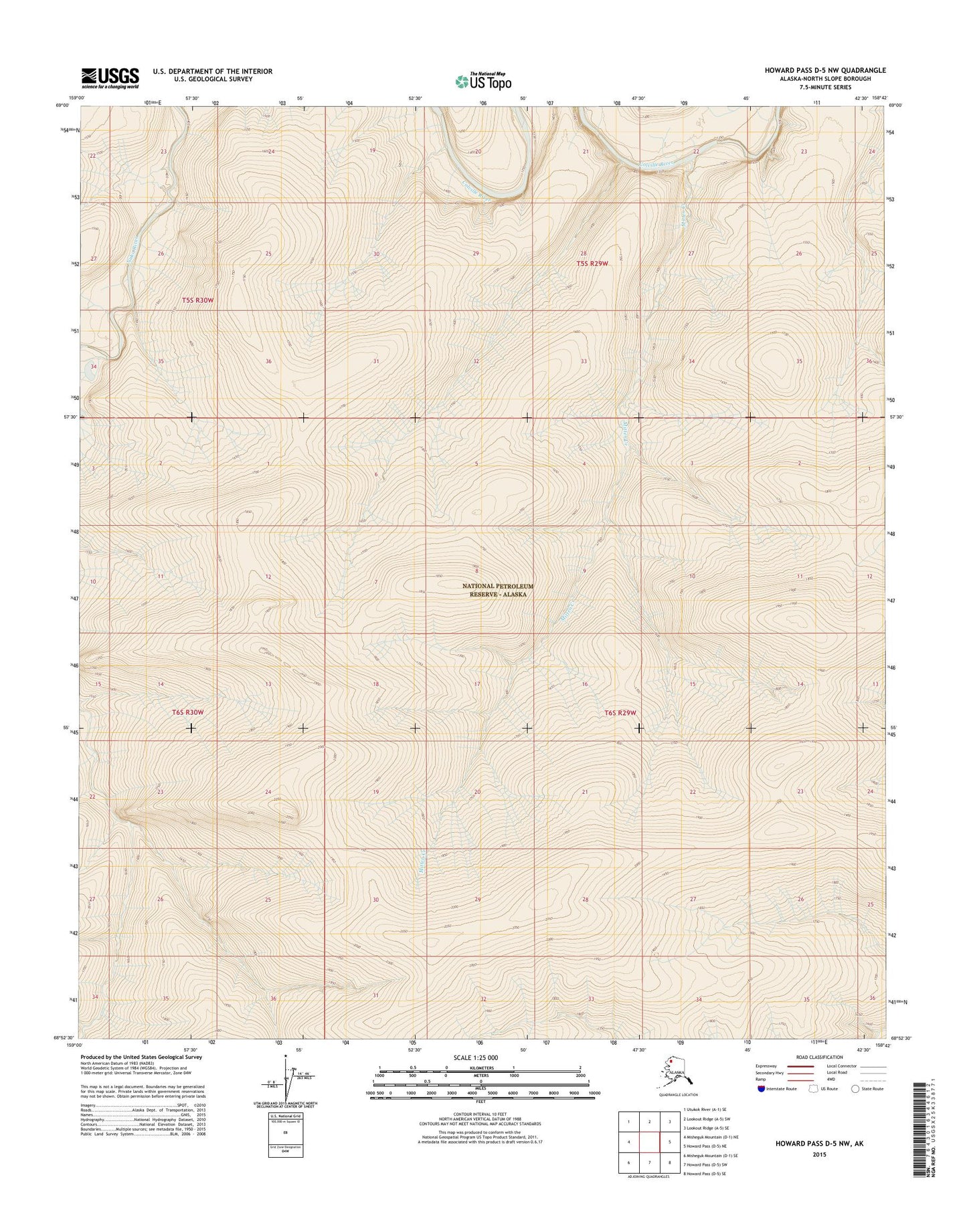 Howard Pass D-5 NW Alaska US Topo Map Image
