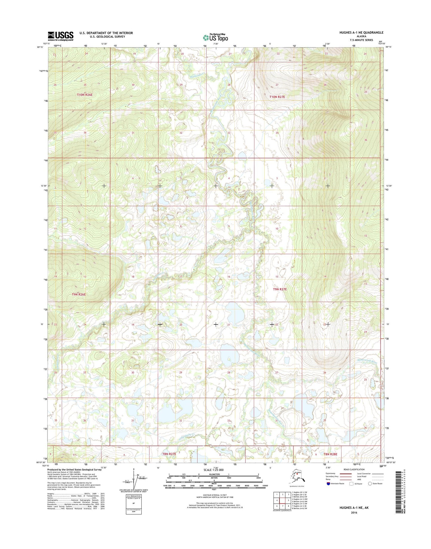Hughes A-1 NE Alaska US Topo Map Image