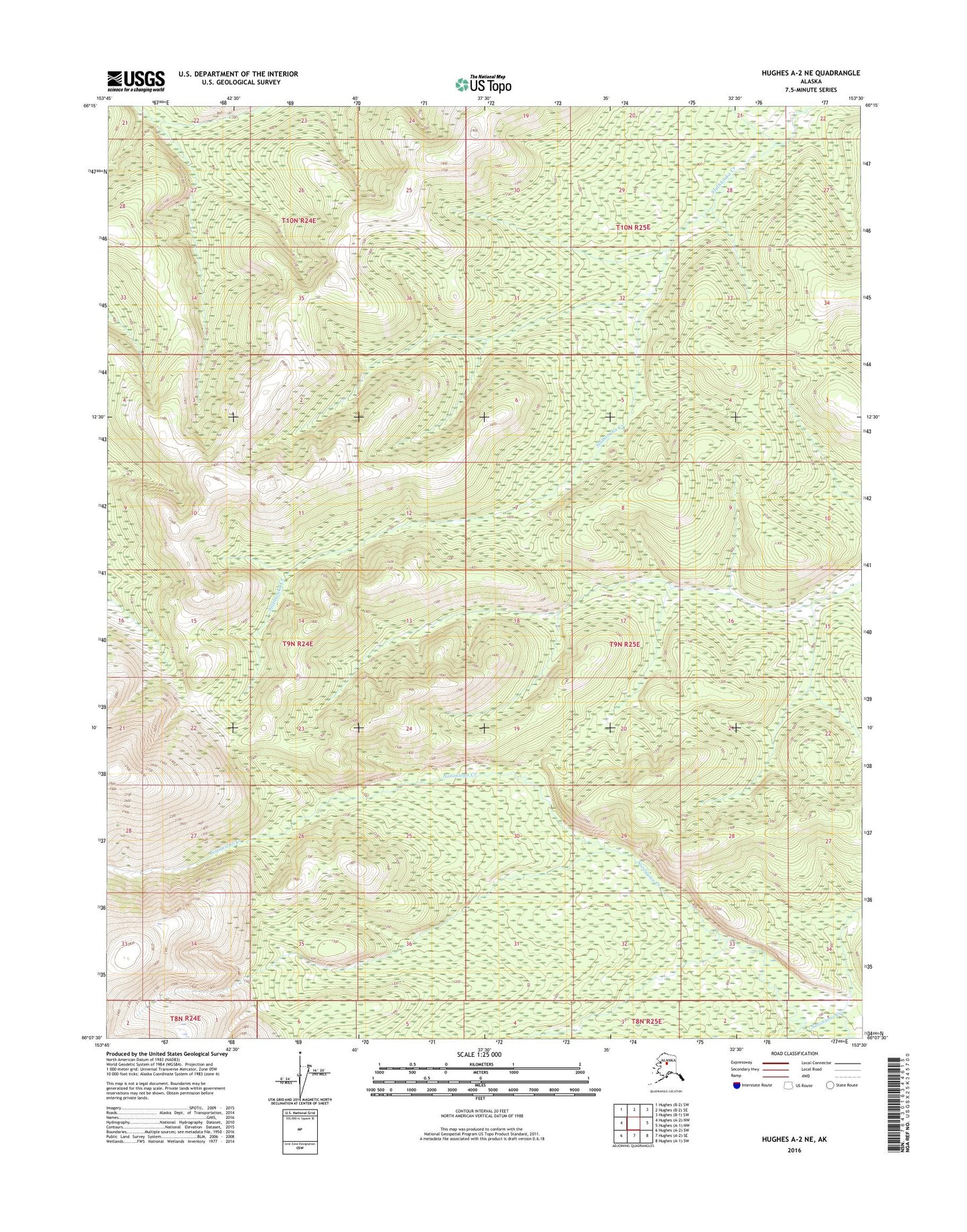 Hughes A-2 NE Alaska US Topo Map Image