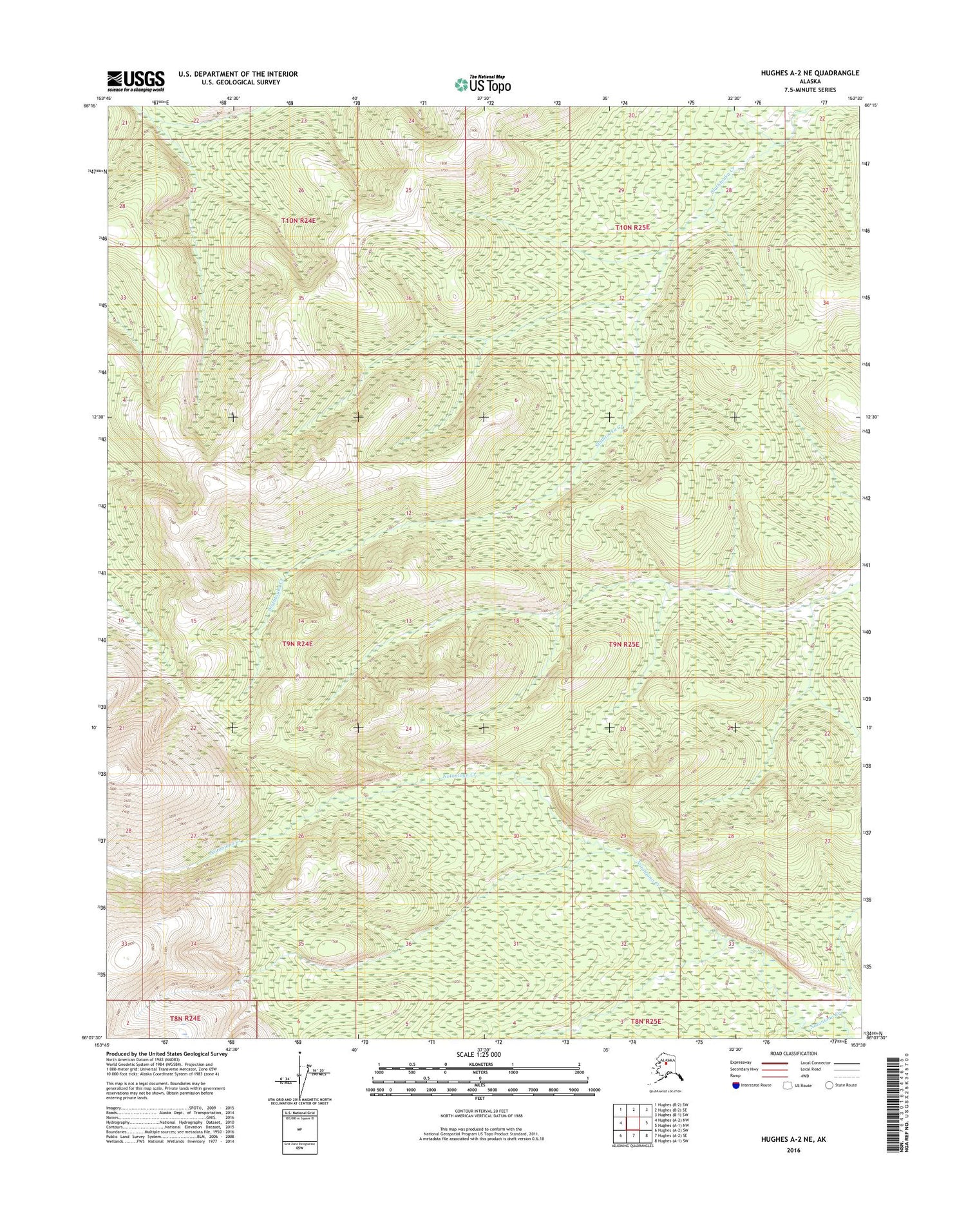 Hughes A-2 NE Alaska US Topo Map Image
