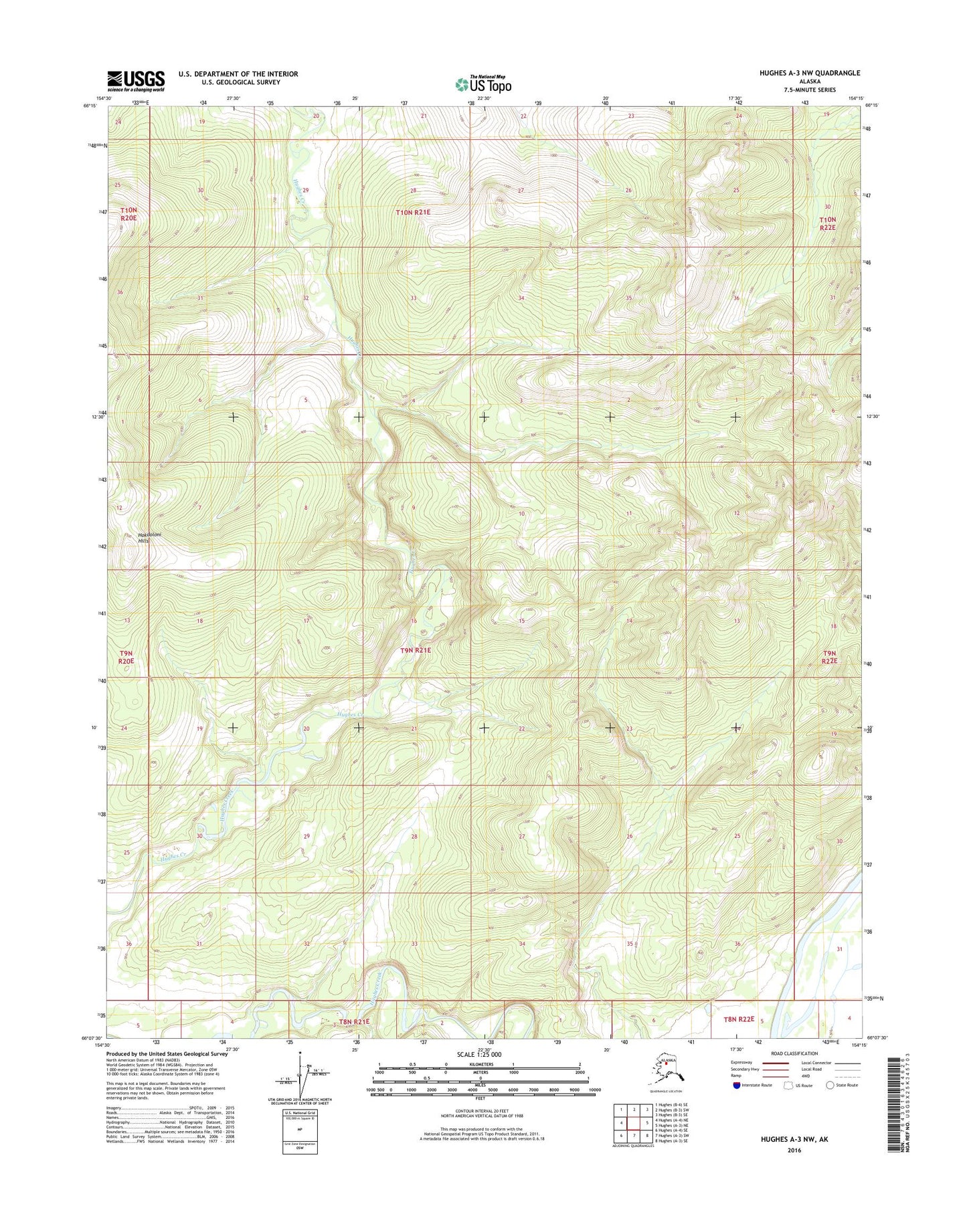 Hughes A-3 NW Alaska US Topo Map Image
