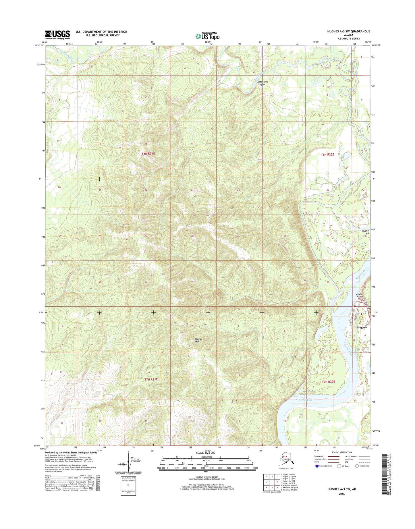 Hughes A-3 SW Alaska US Topo Map Image