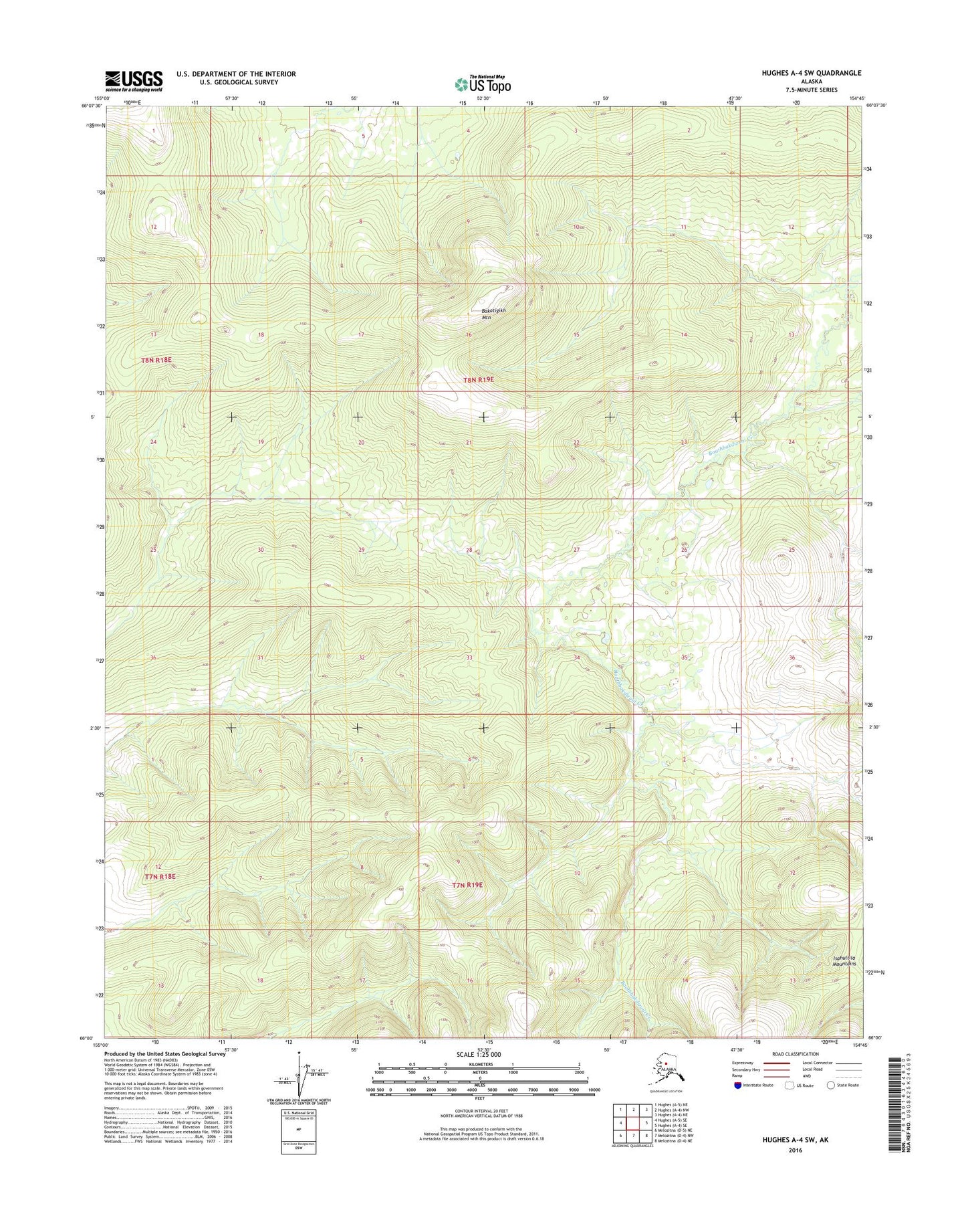 Hughes A-4 SW Alaska US Topo Map Image