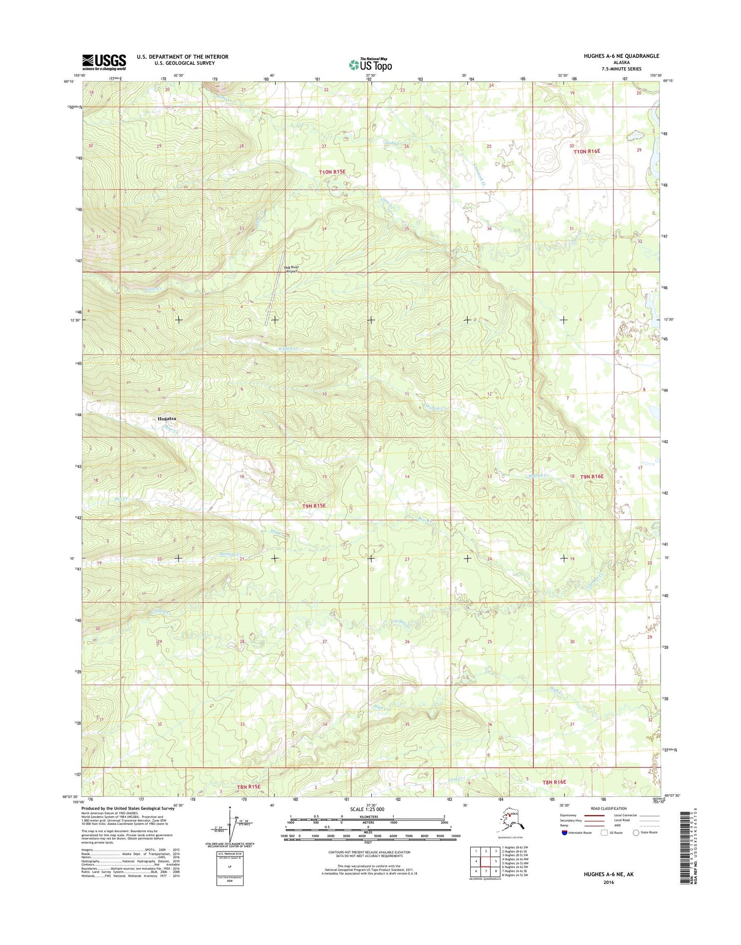 Hughes A-6 NE Alaska US Topo Map Image