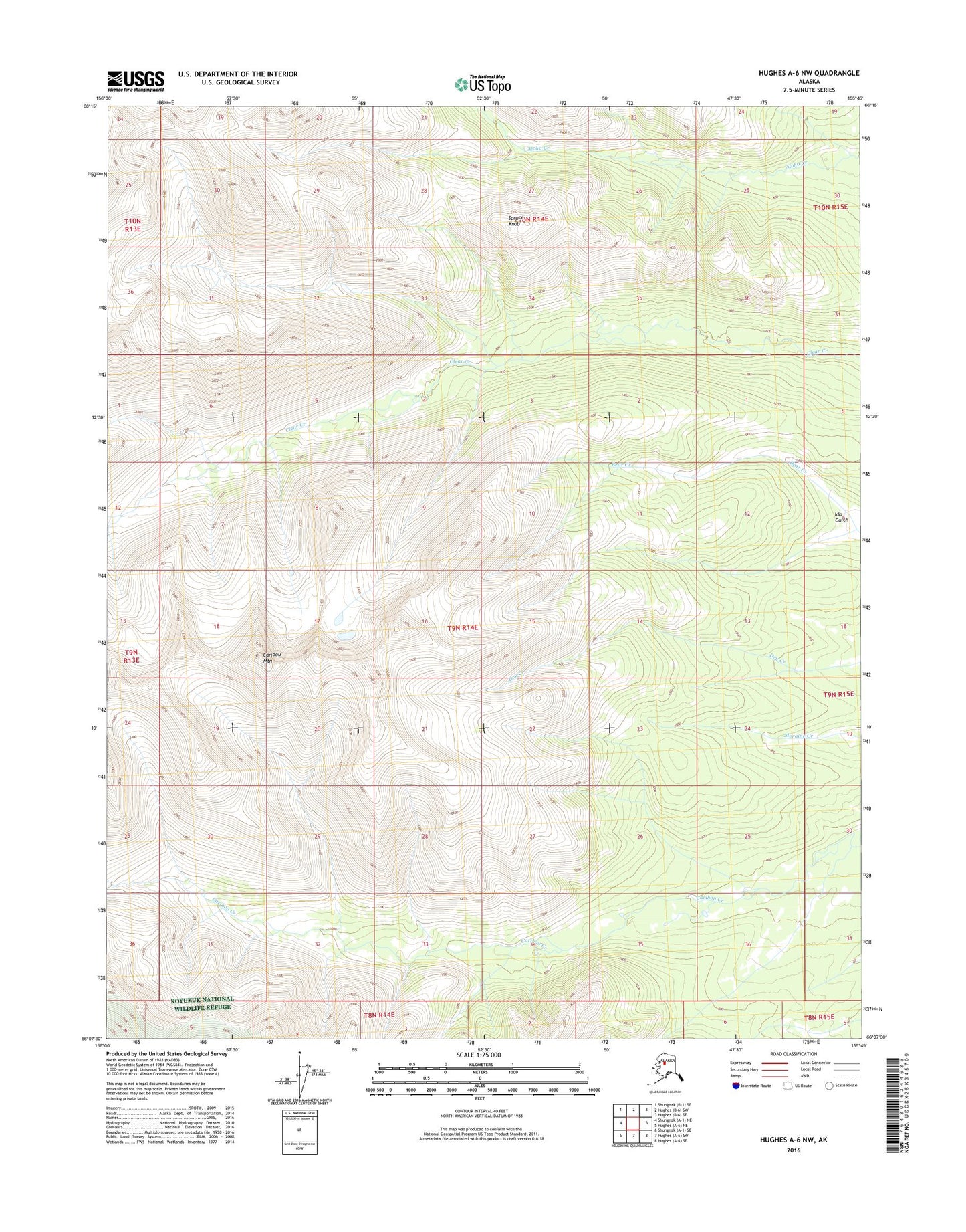 Hughes A-6 NW Alaska US Topo Map Image