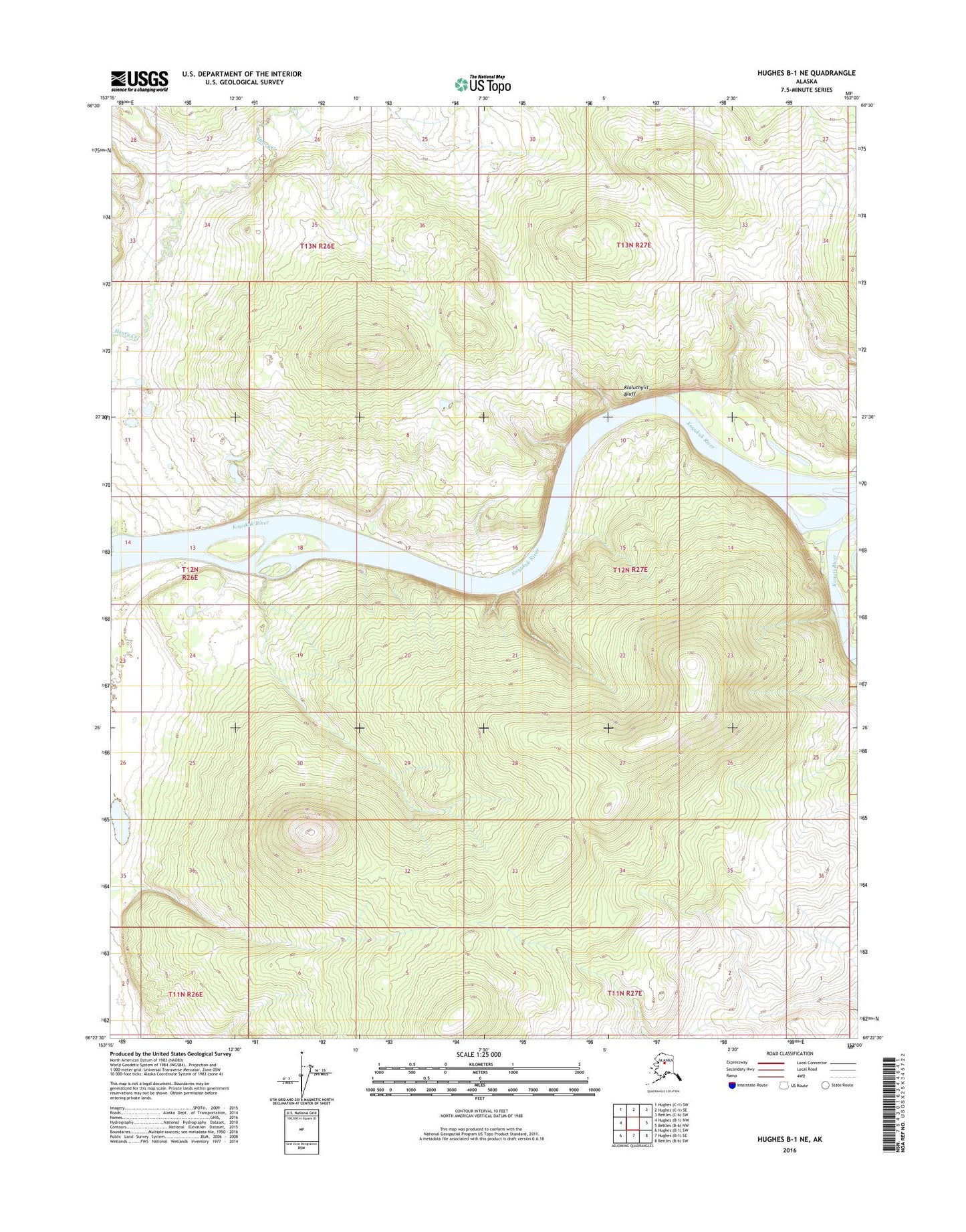 Hughes B-1 NE Alaska US Topo Map Image