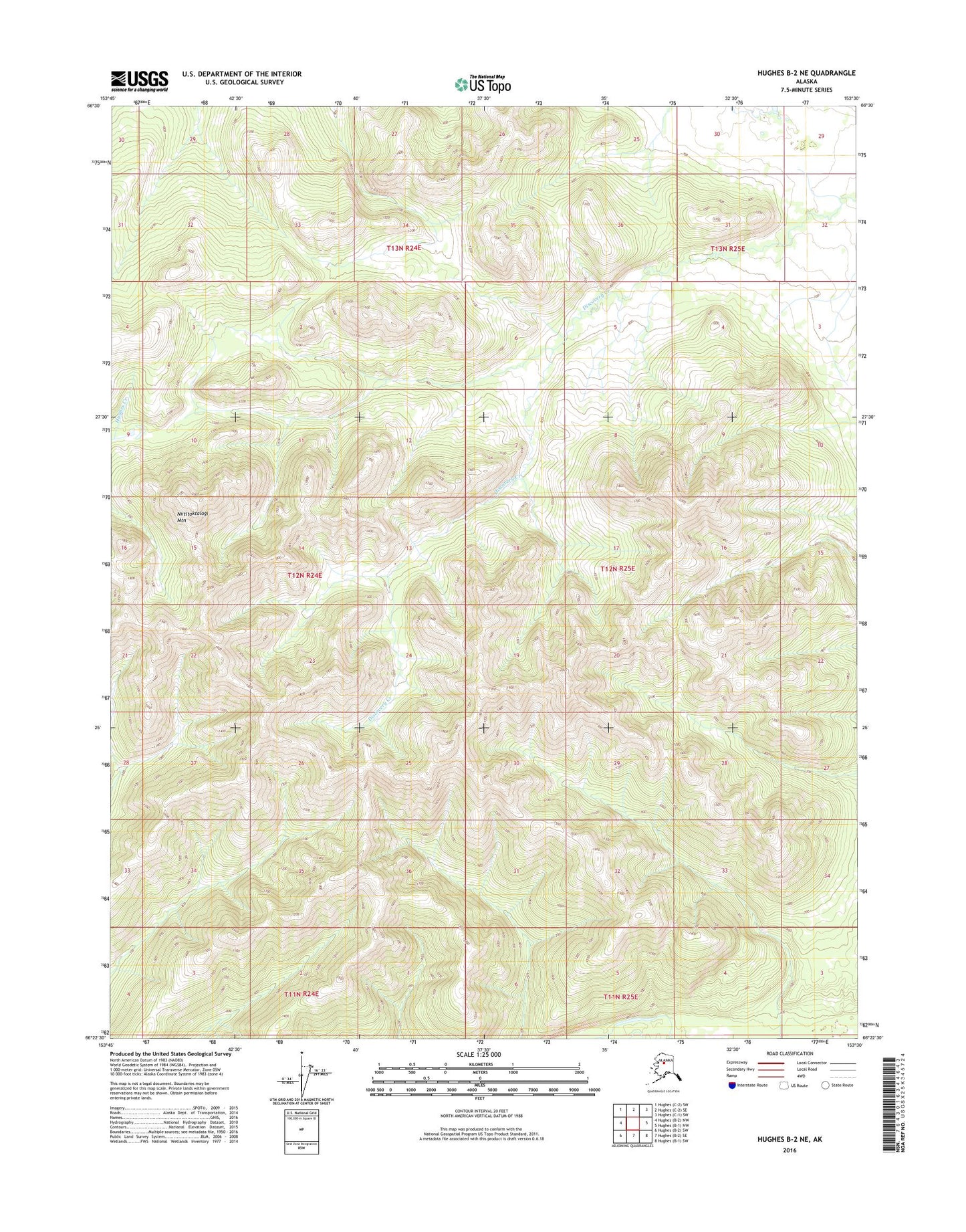 Hughes B-2 NE Alaska US Topo Map Image