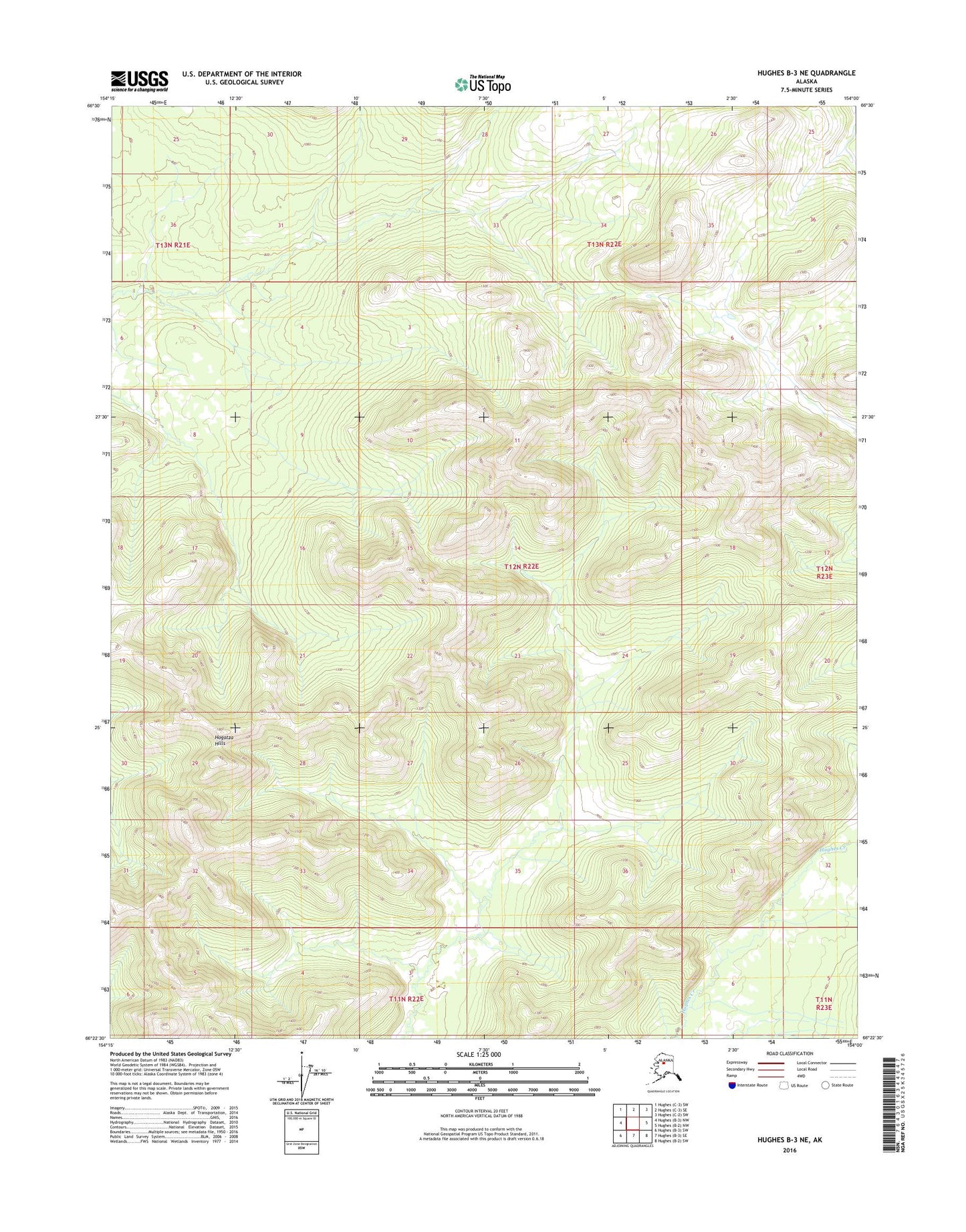 Hughes B-3 NE Alaska US Topo Map Image