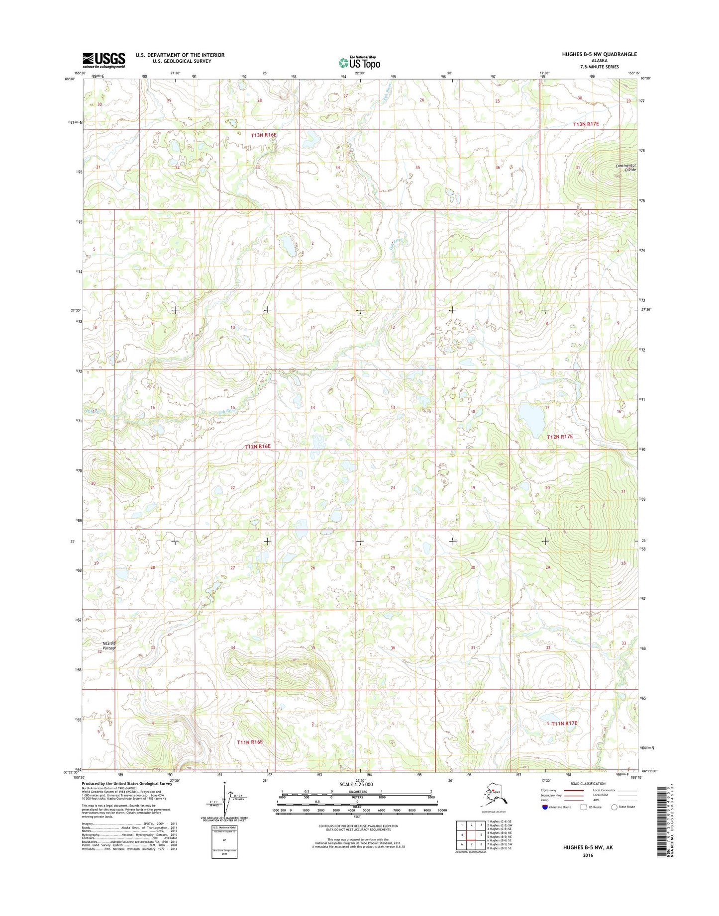 Hughes B-5 NW Alaska US Topo Map Image